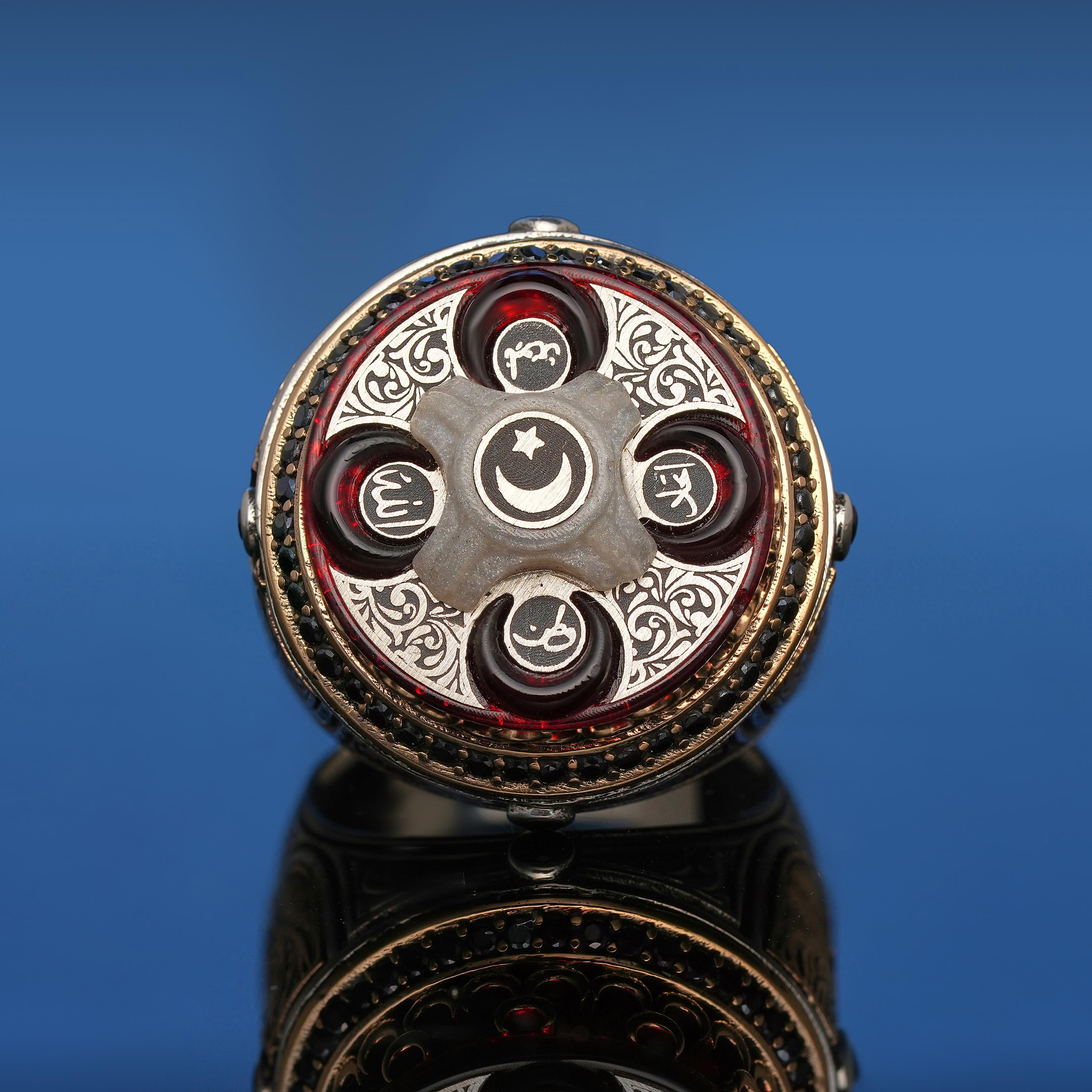 Özel Taşlı ve İşlemeli Dava Gümüş Yüzük