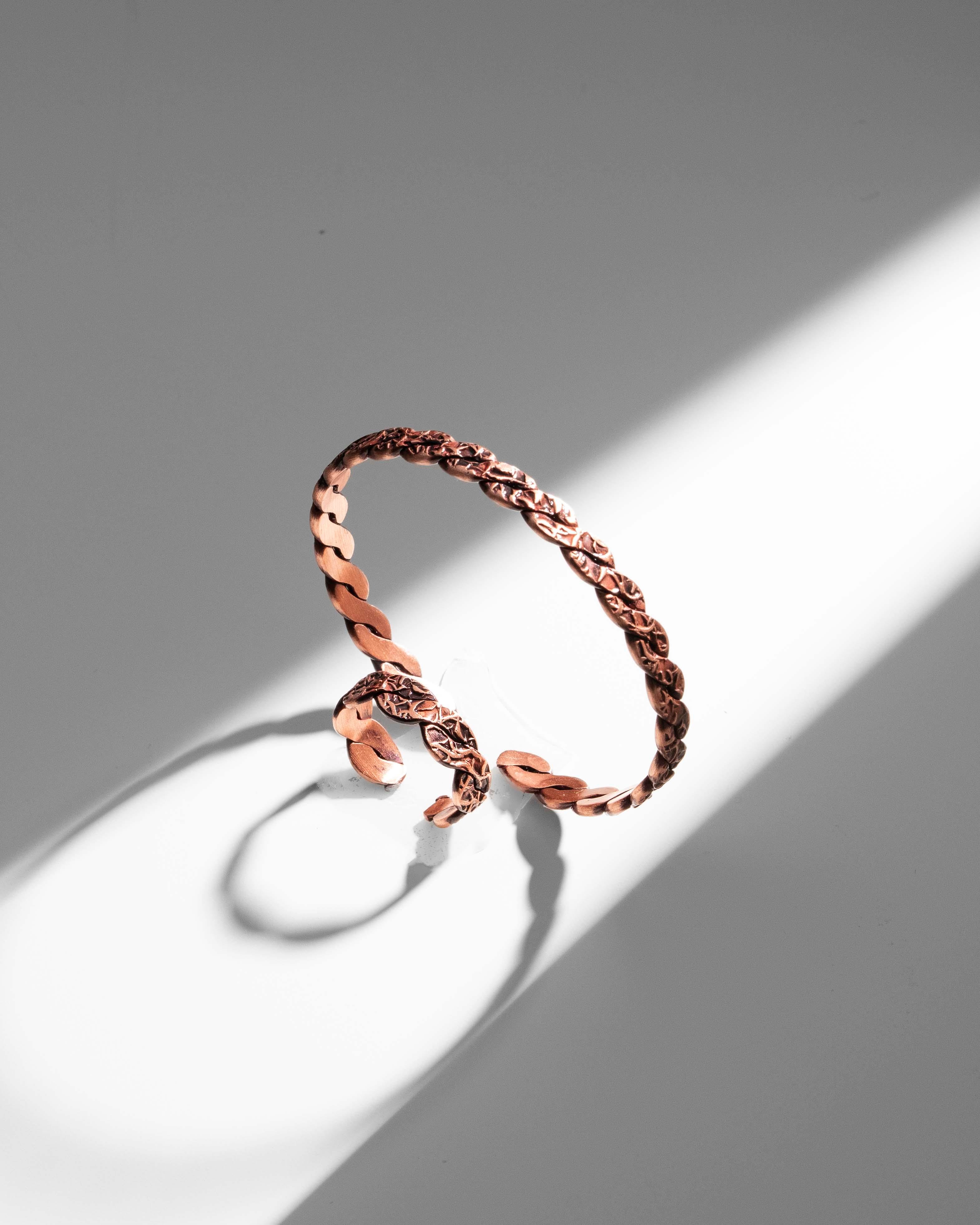 Sarmaşık Desenli Burma Bakır Bilezik Yüzük Seti