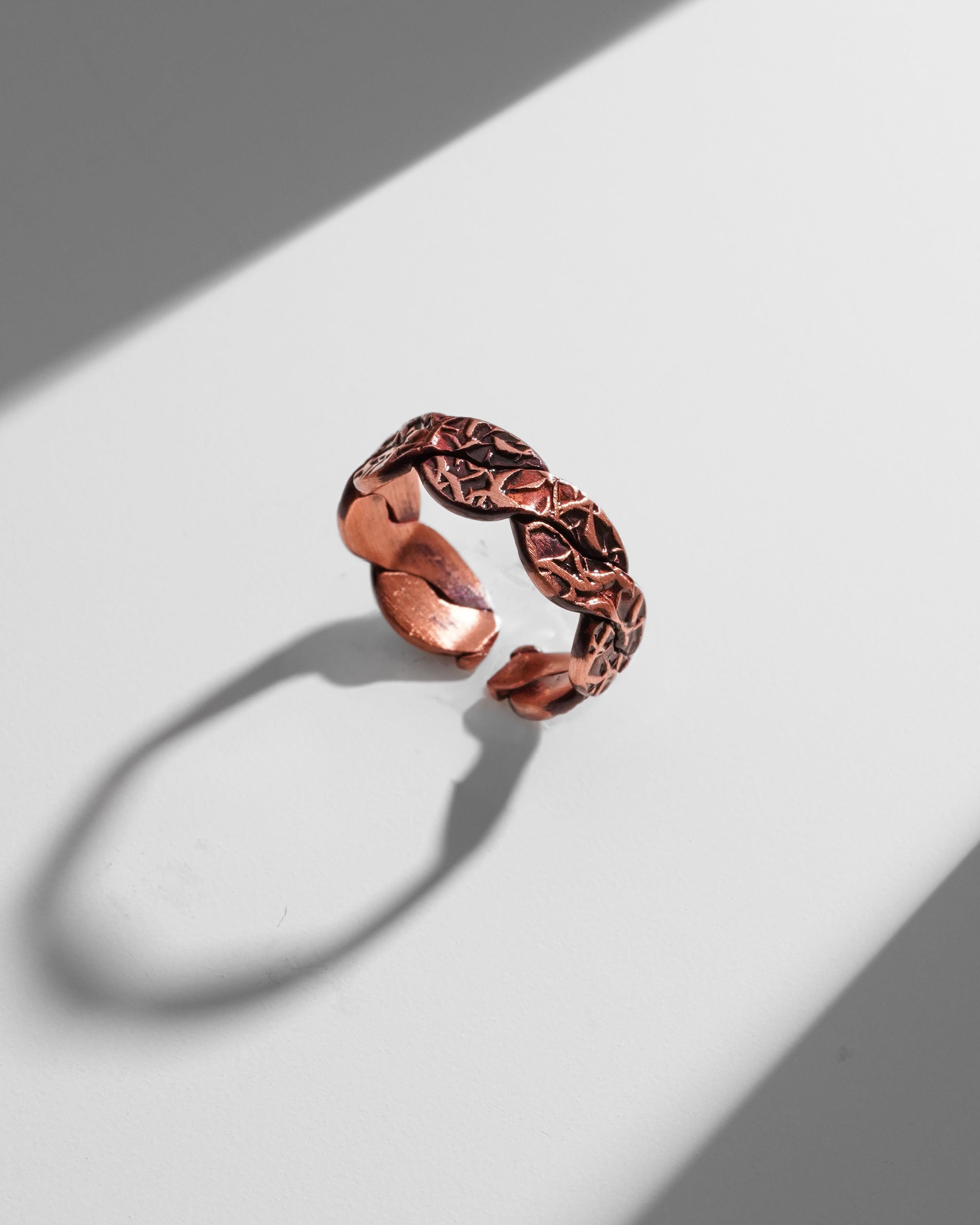 Sarmaşık Desenli Burma Bakır Bilezik Yüzük Seti