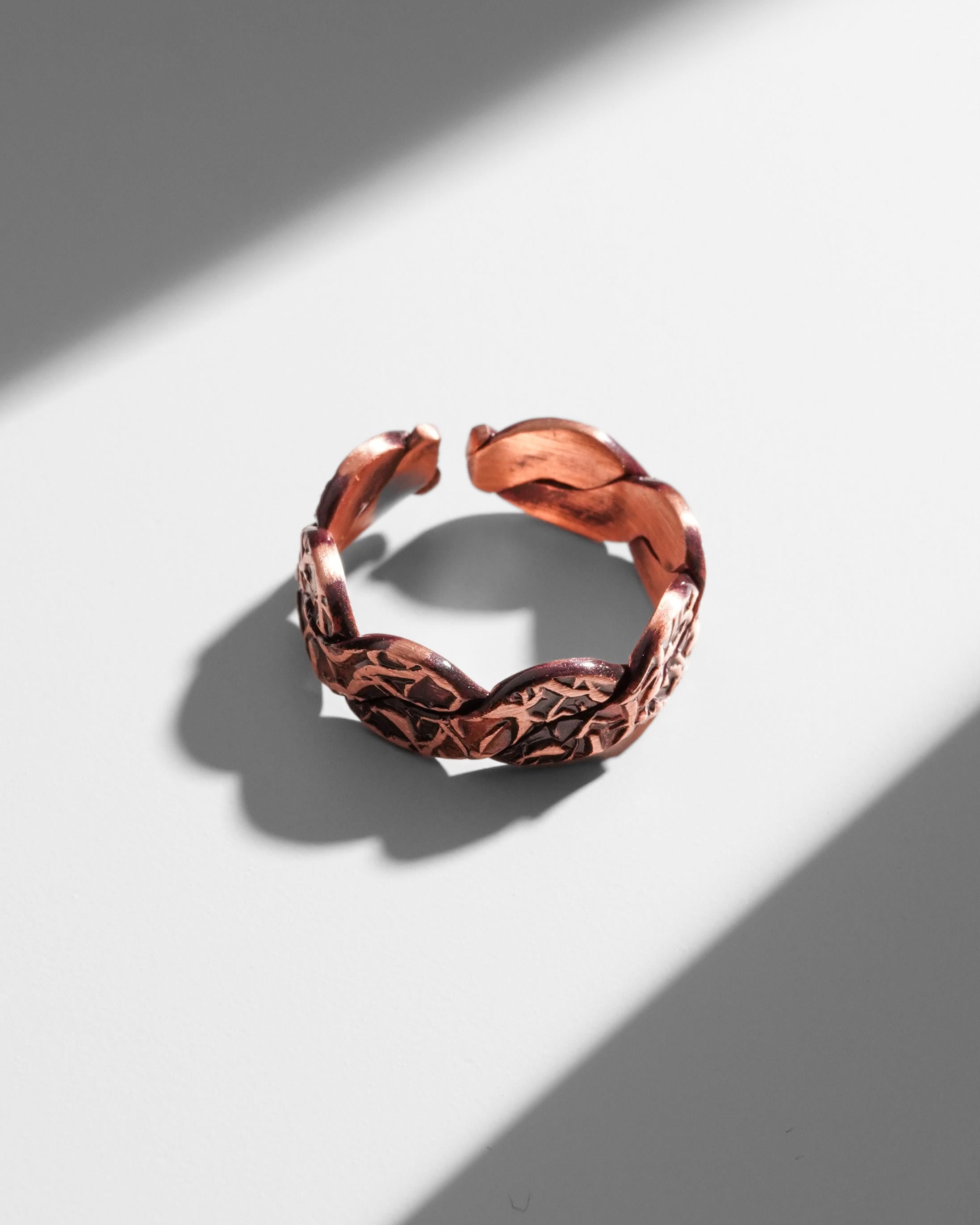 Sarmaşık Desenli Burma Bakır Bilezik Yüzük Seti