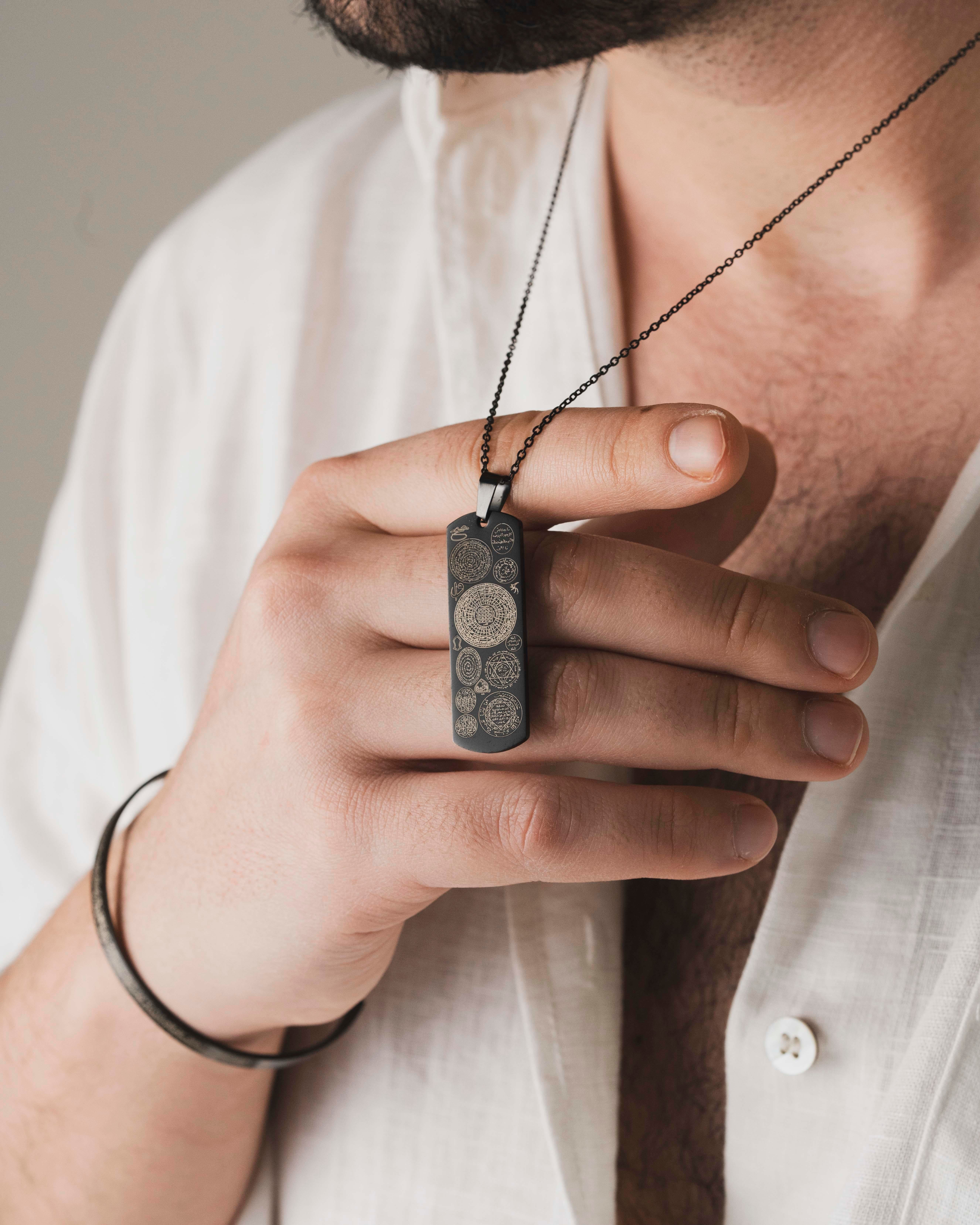 Siyah Titanyum Kaplama Çelik Kolye Bilezik Seti