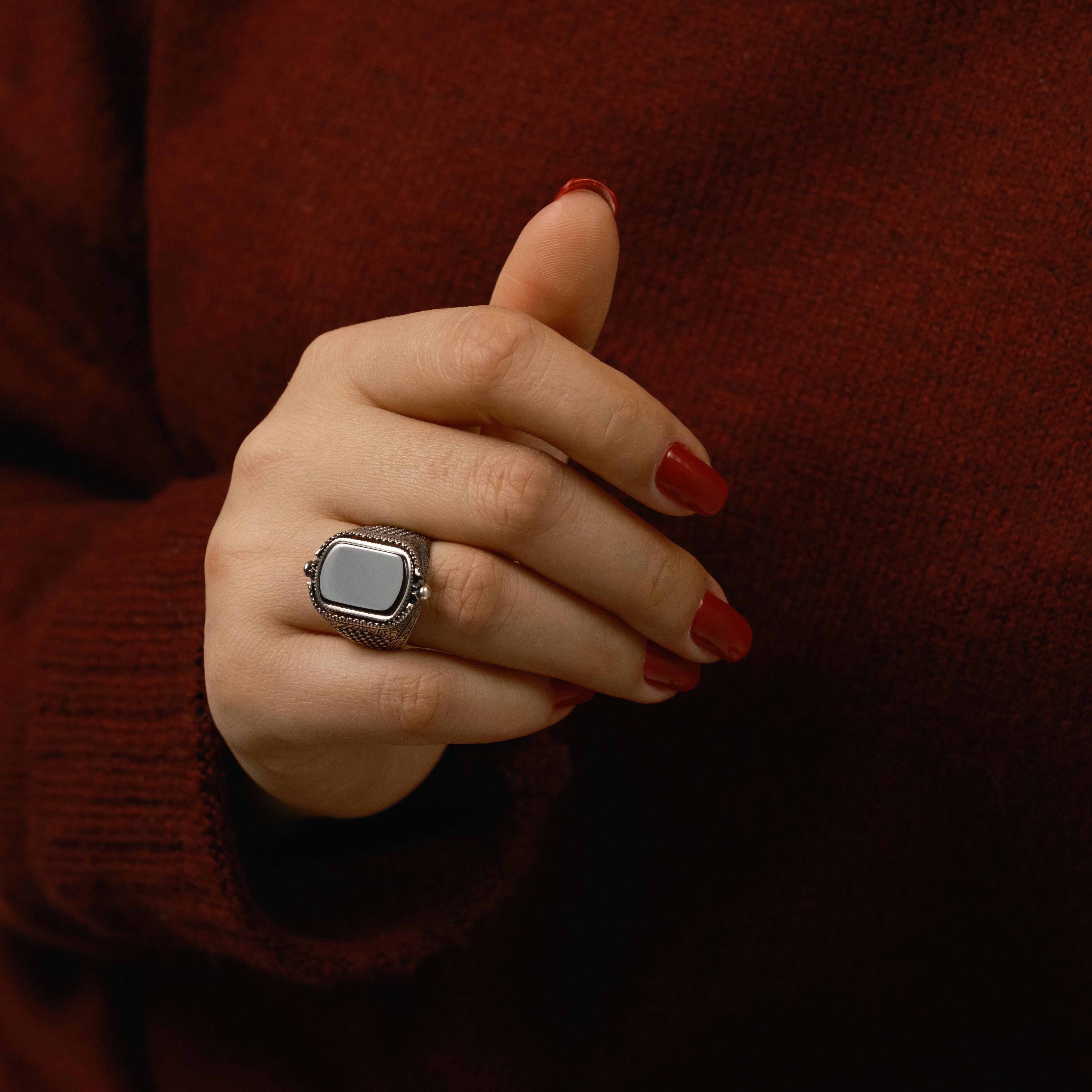 Süleyman Mührü Doğaltaşlı Dönebilen 925 Ayar Yüzük Koleksiyon (Premier Quality)