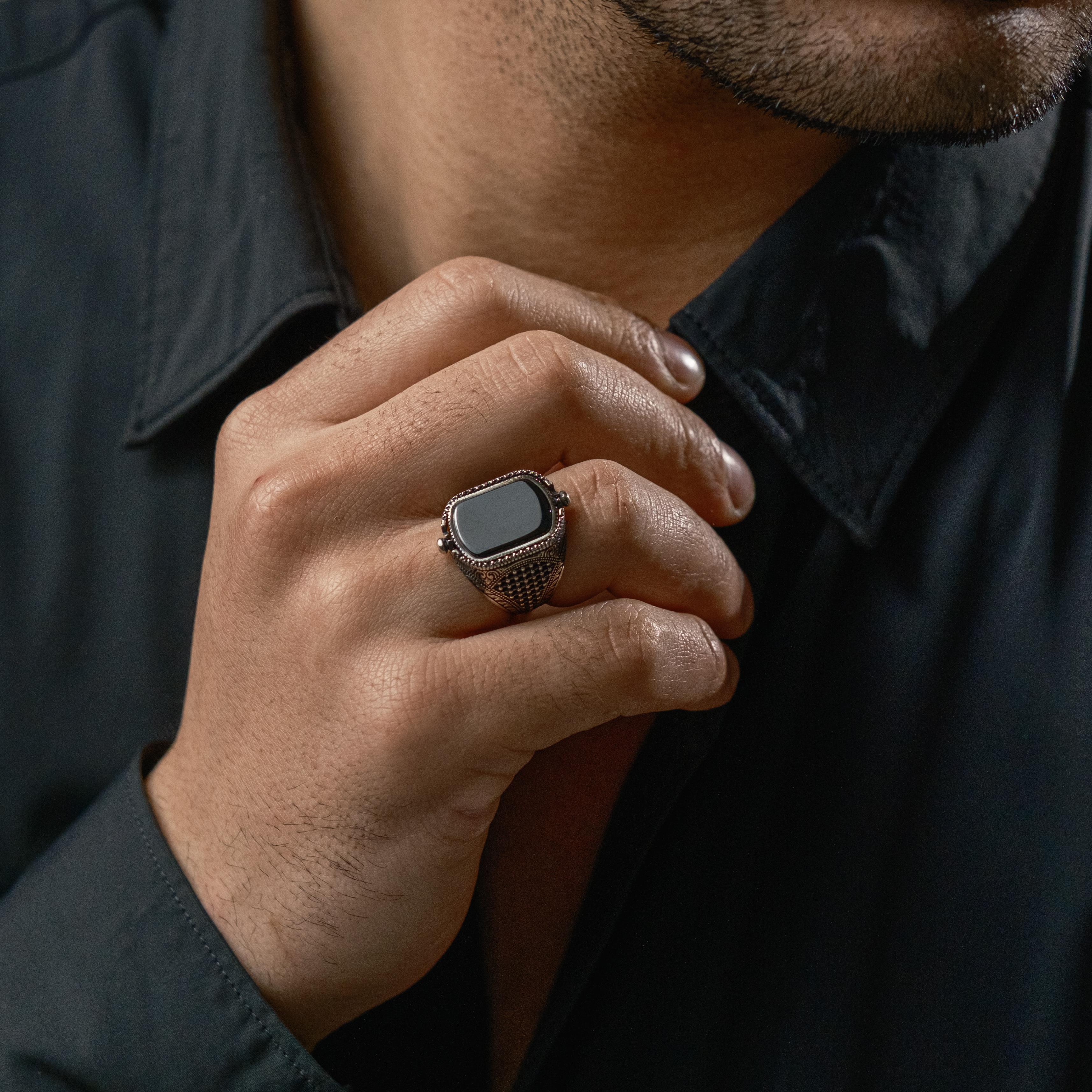 Süleyman Mührü Doğaltaşlı Dönebilen 925 Ayar Yüzük Koleksiyon (Premier Quality)