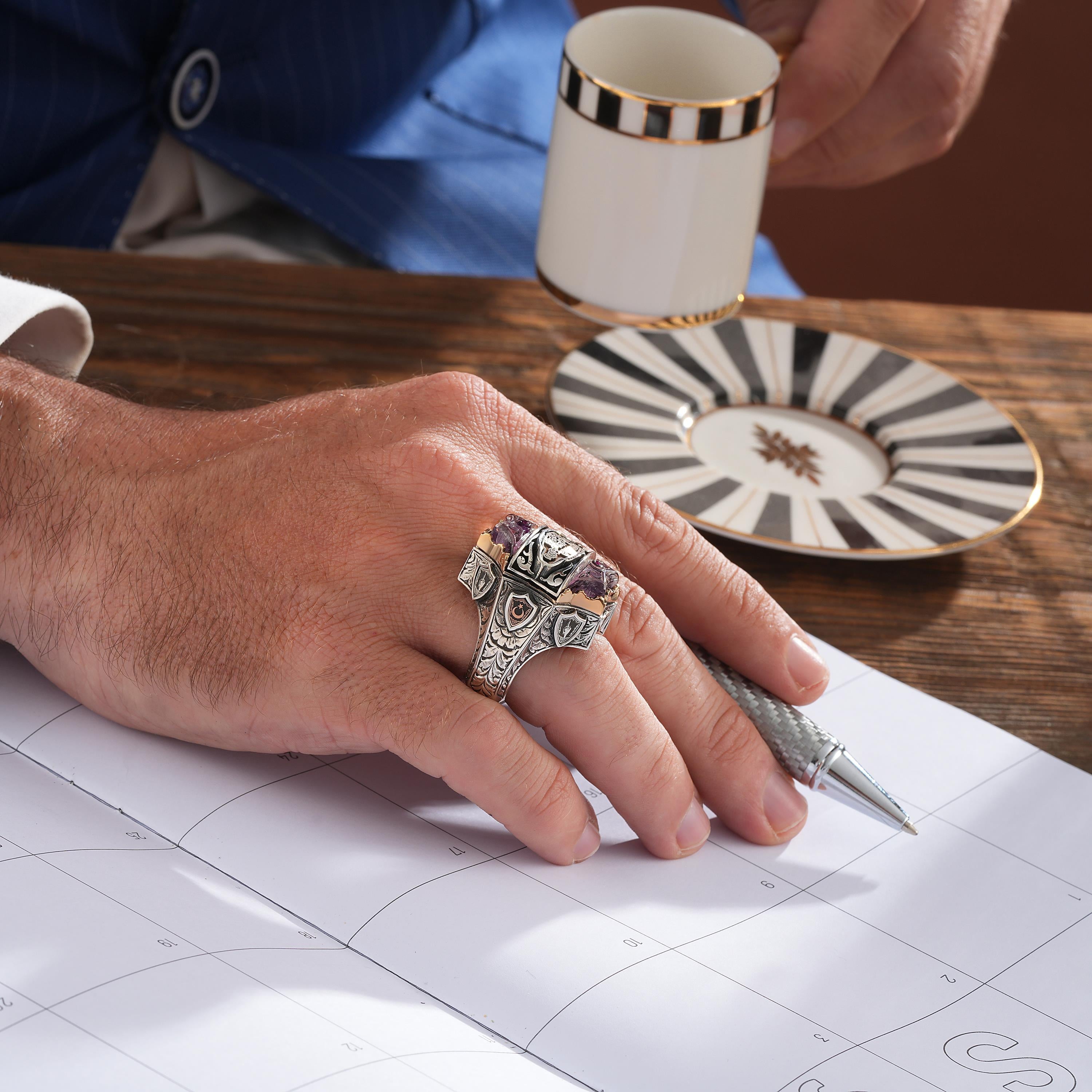 Tevhid Nakkaşlı Hakimiyet Gümüş Yüzük