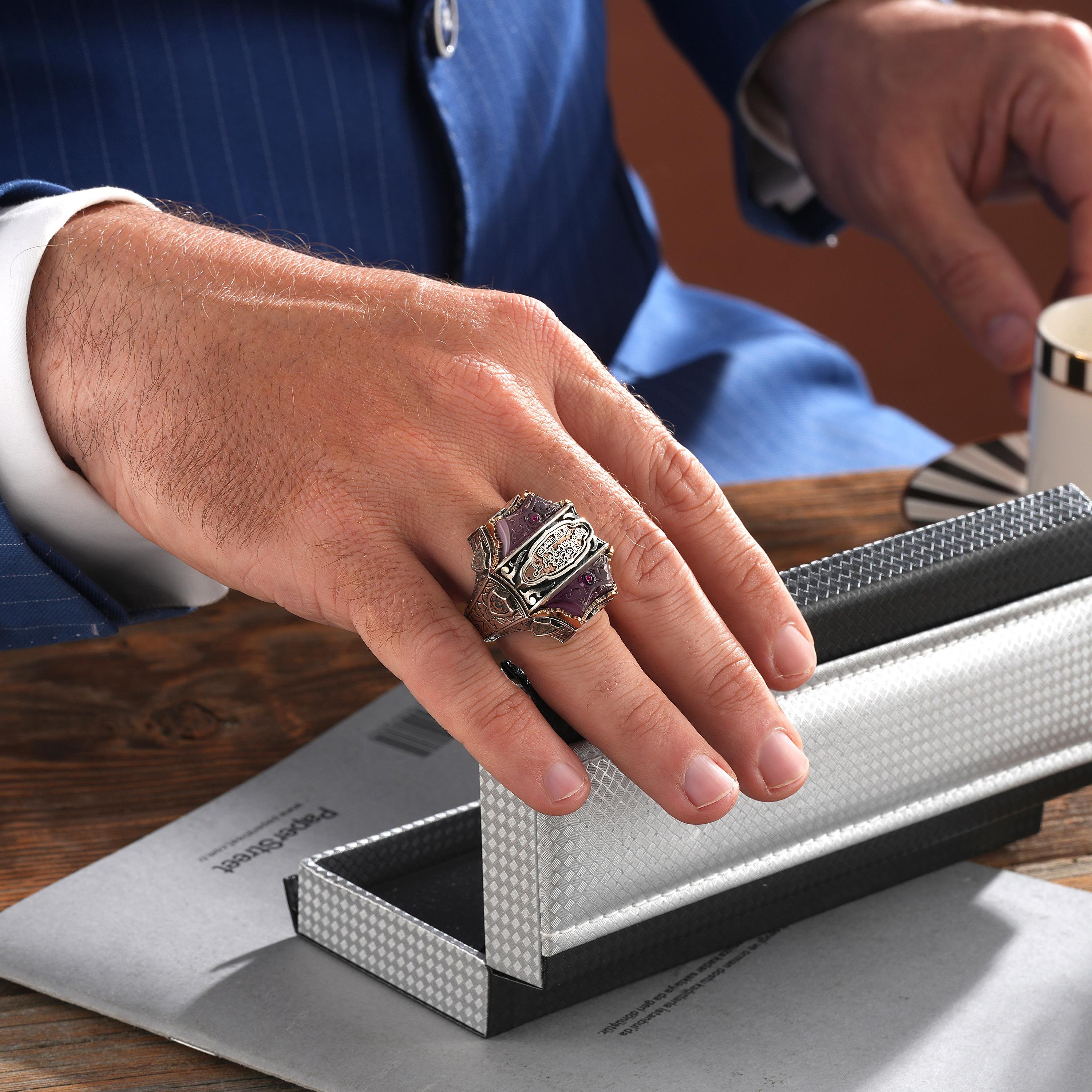 Tevhid Nakkaşlı Hakimiyet Gümüş Yüzük