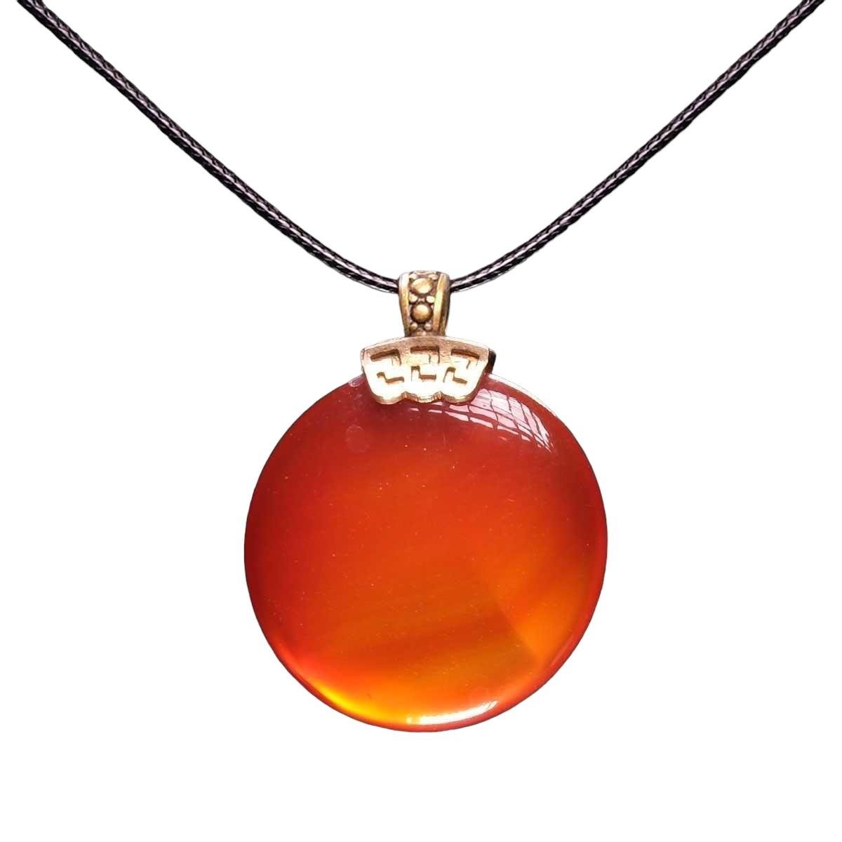 Yazısız Kırmızı Bombeli Akik Taşı Kolye