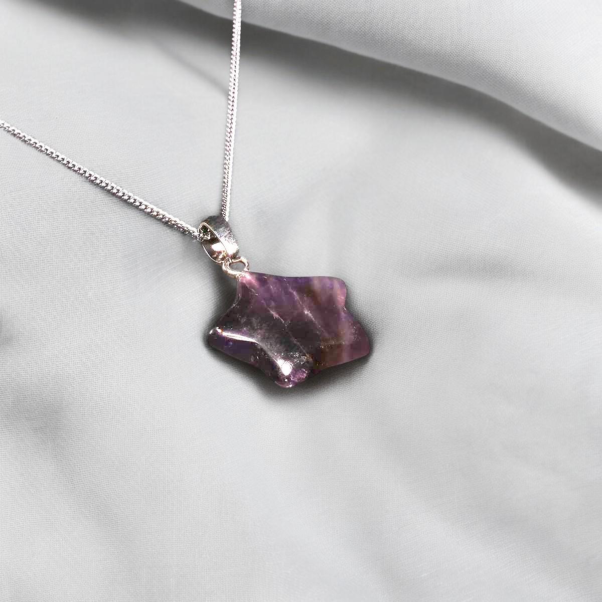 Yıldız Kesim Ametist Taşı Kolye