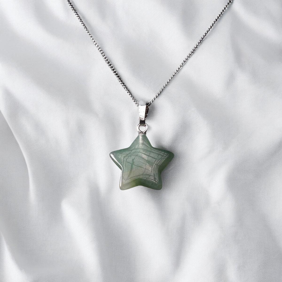 Yıldız Kesim Aventurin Taşı Kolye