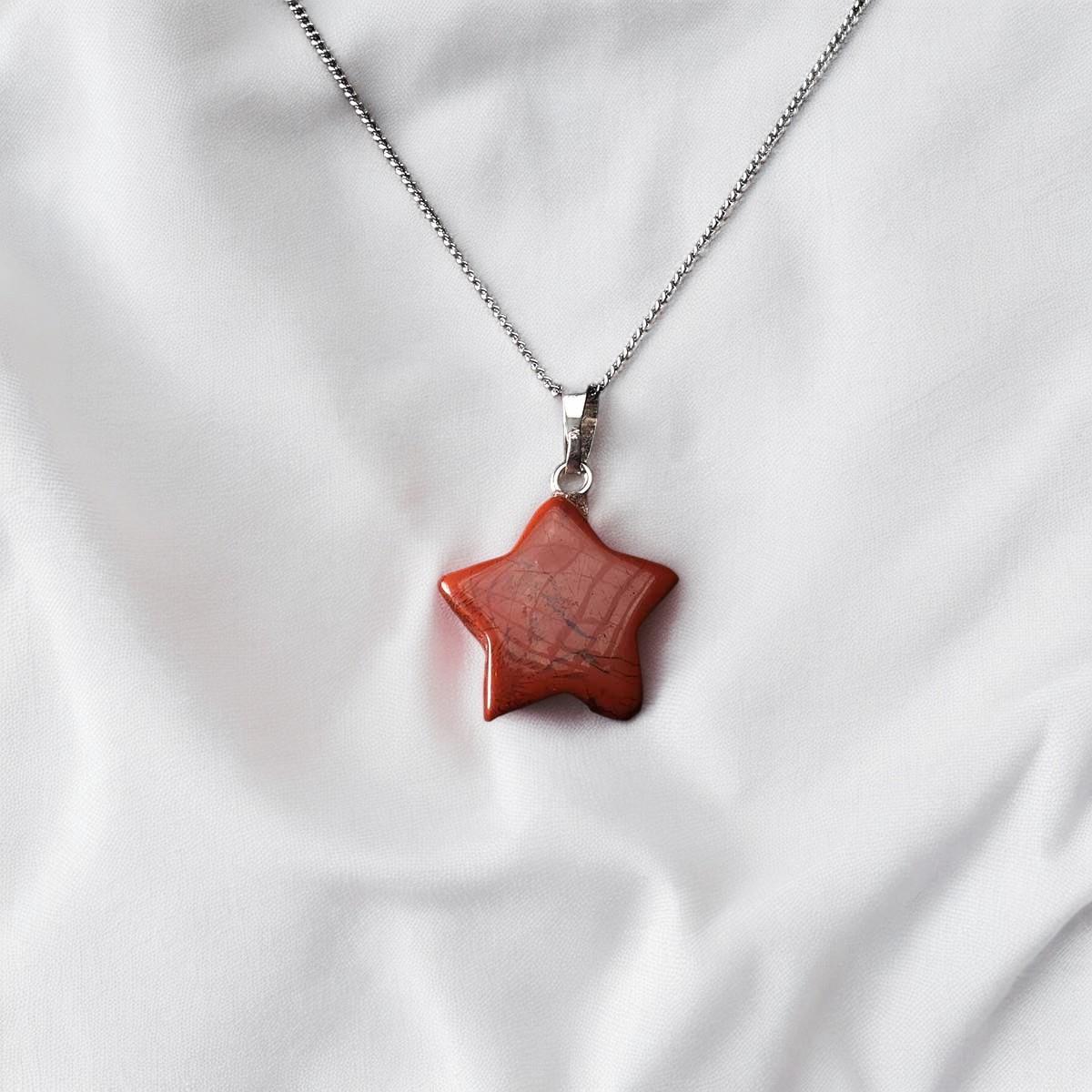 Yıldız Kesim Jasper Taşı Kolye