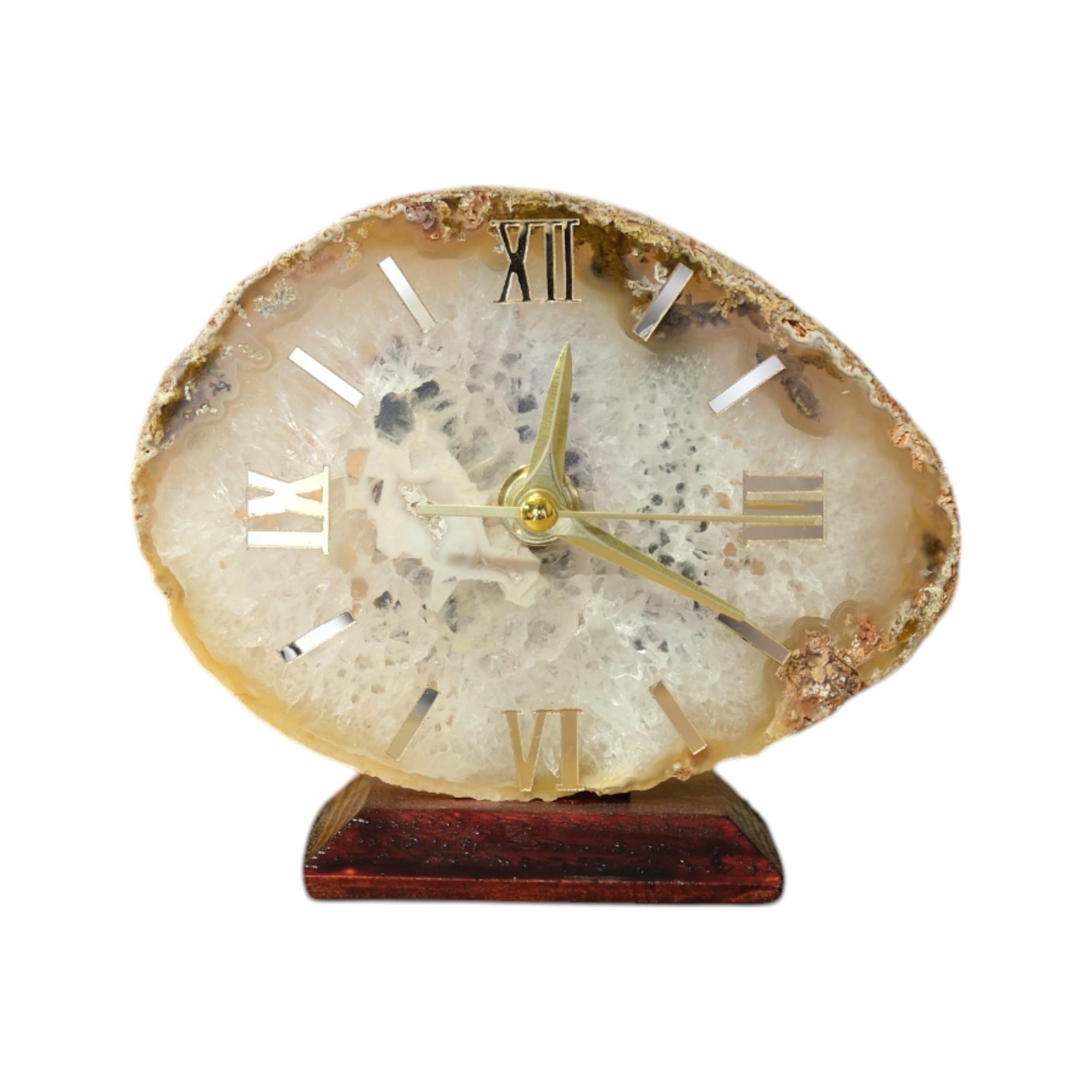 Akik Taşı Dekoratif Masa Saati (Eşsiz) 15