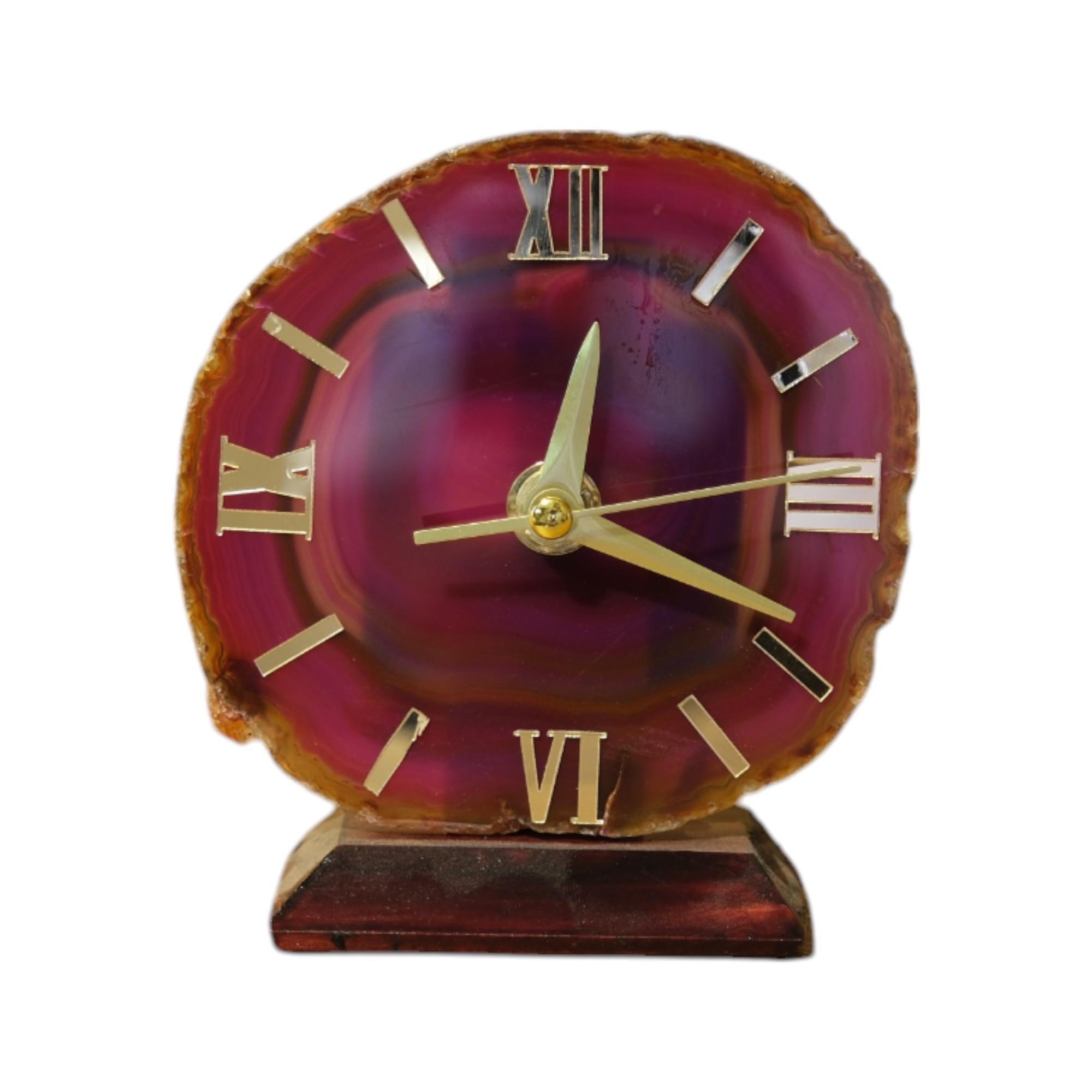 Akik Taşı Dekoratif Masa Saati (Eşsiz) 6