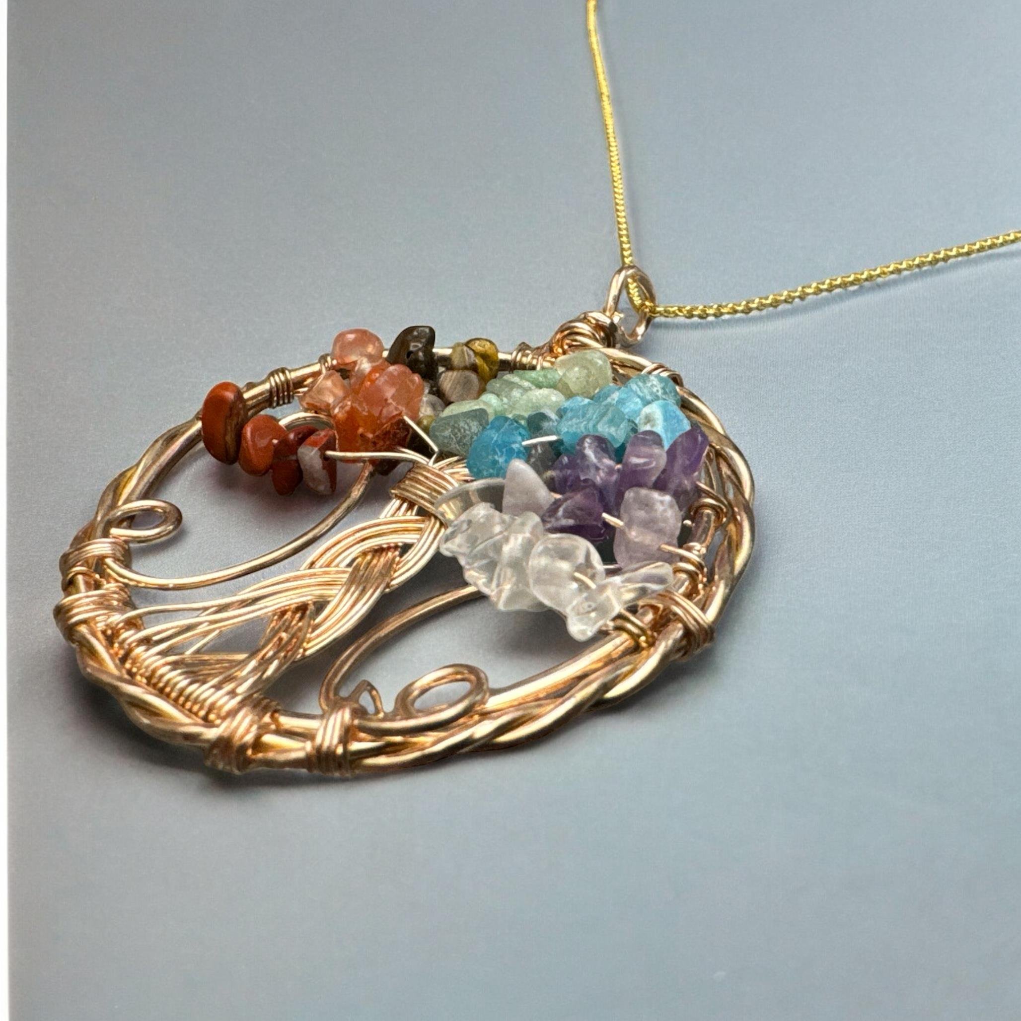 Bakır Üzerine 7 Çakra Hayat Ağacı