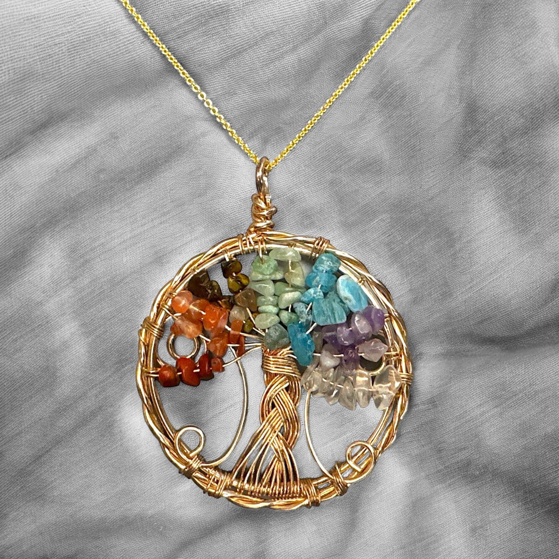 Bakır Üzerine 7 Çakra Hayat Ağacı