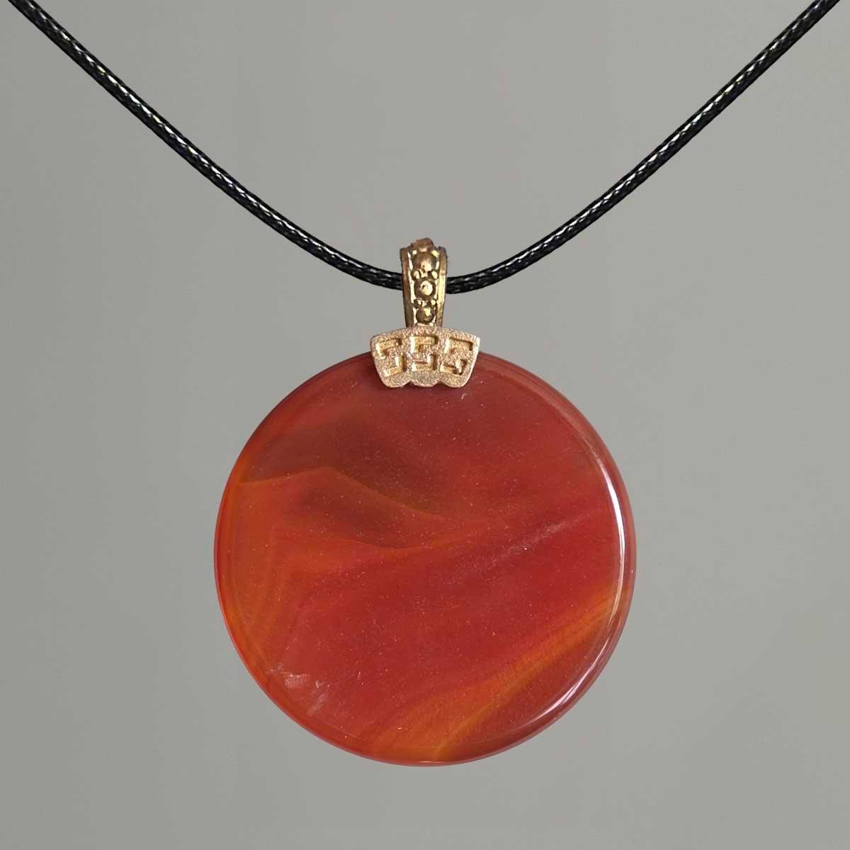 Bereket Duası Yazılı Kırmızı Akik Taşı Kolye