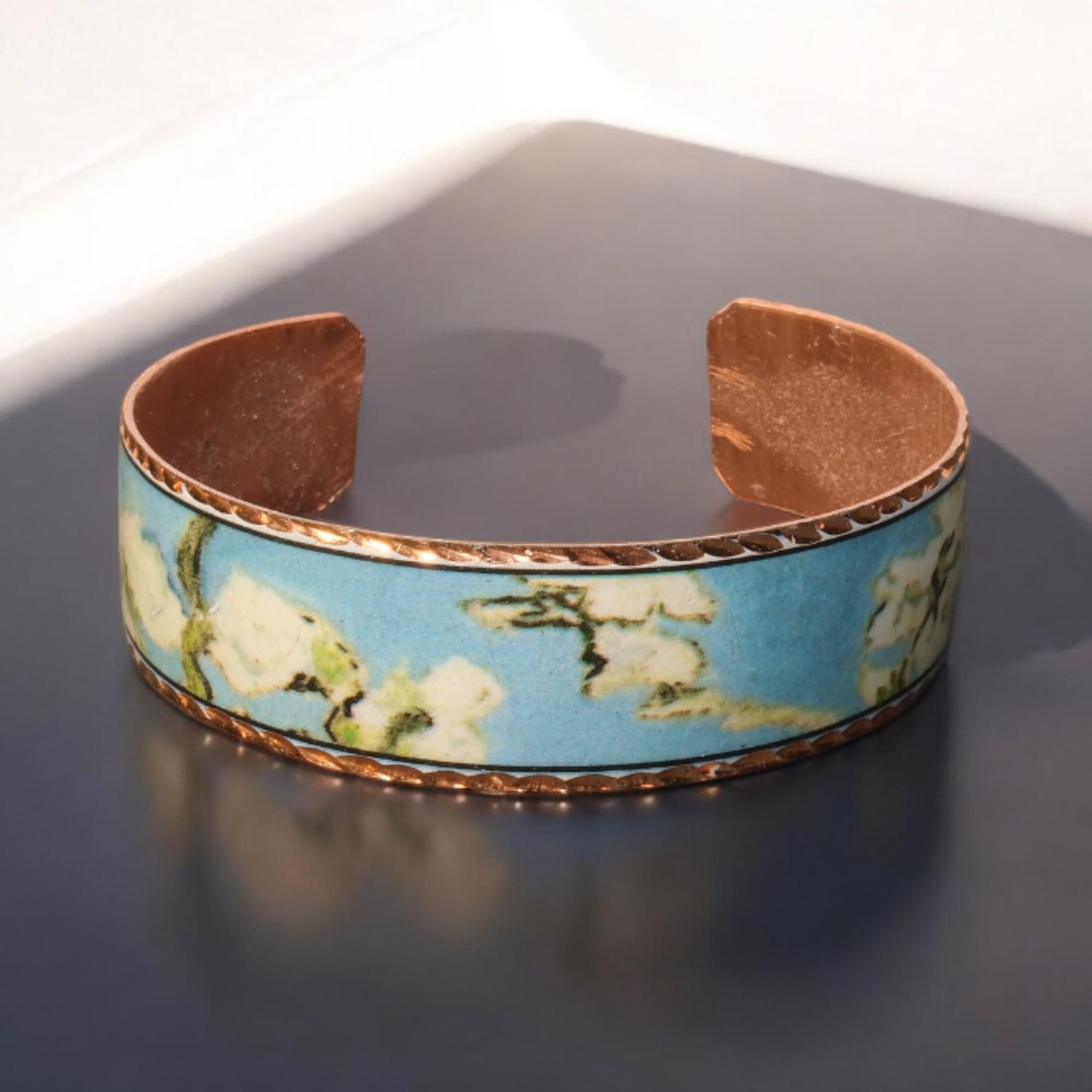 Çiçek Desenli Bakır Bilezik