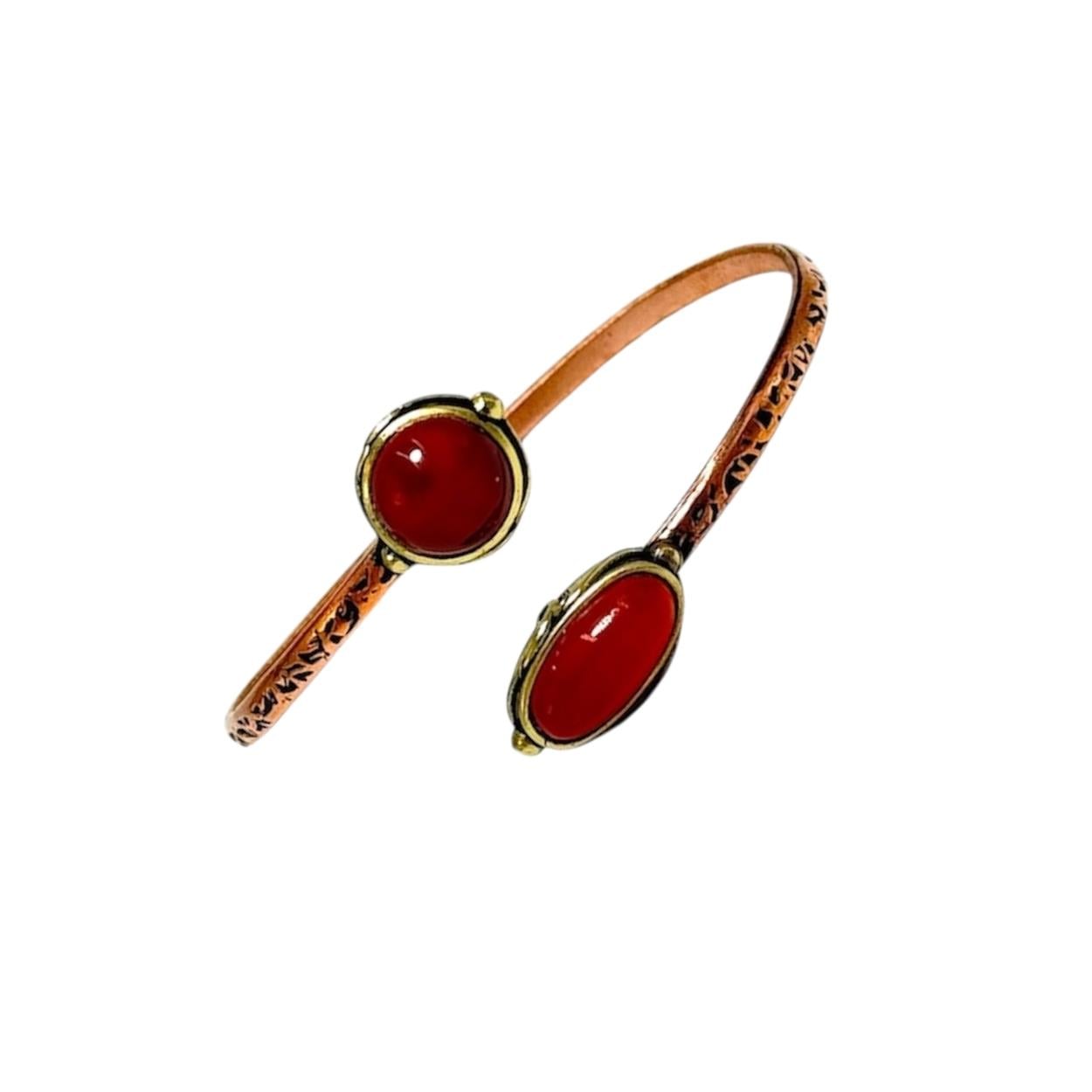 Çift Akik Taşlı Bakır Bilezik