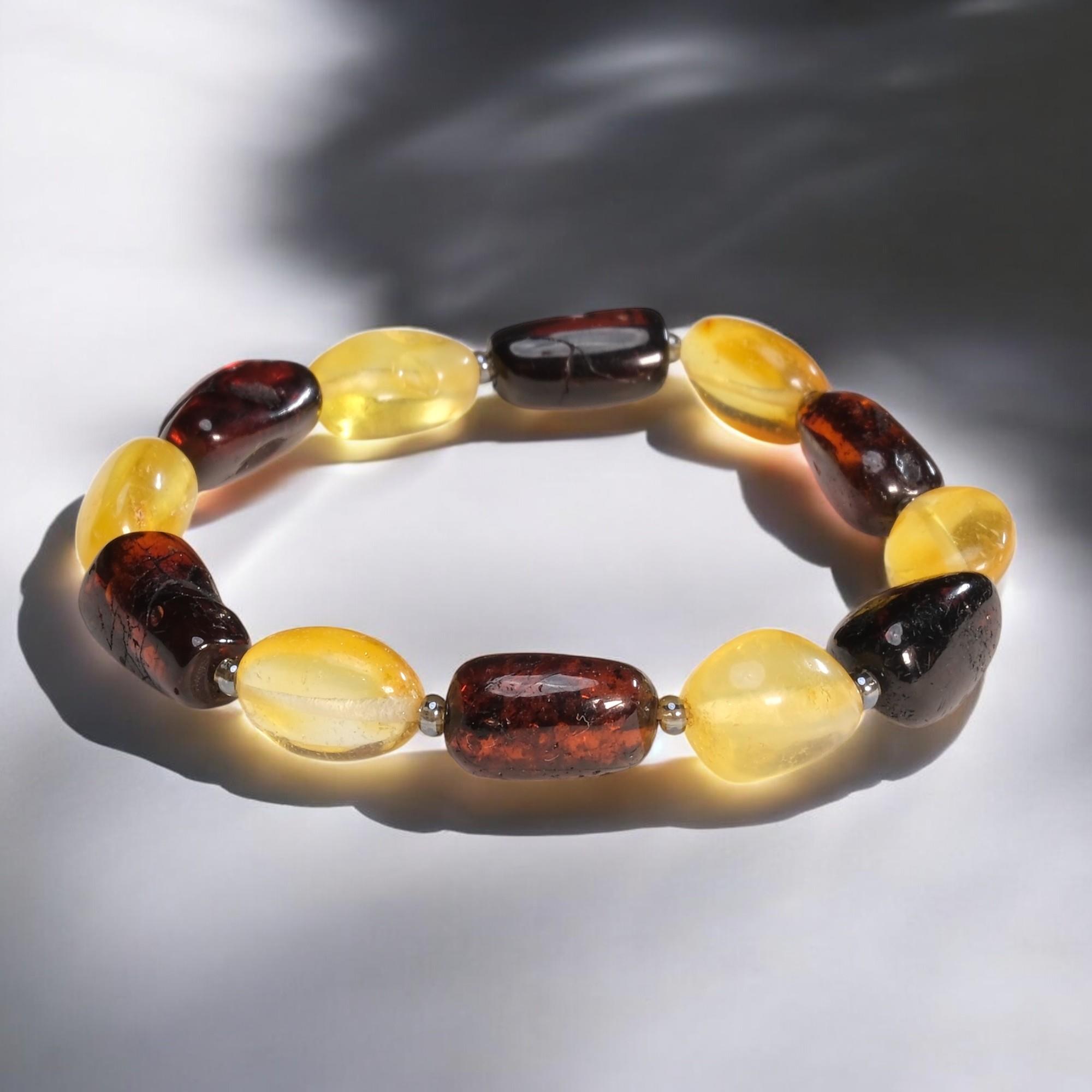 Damla Kehribar Sarı Siyah Bileklik