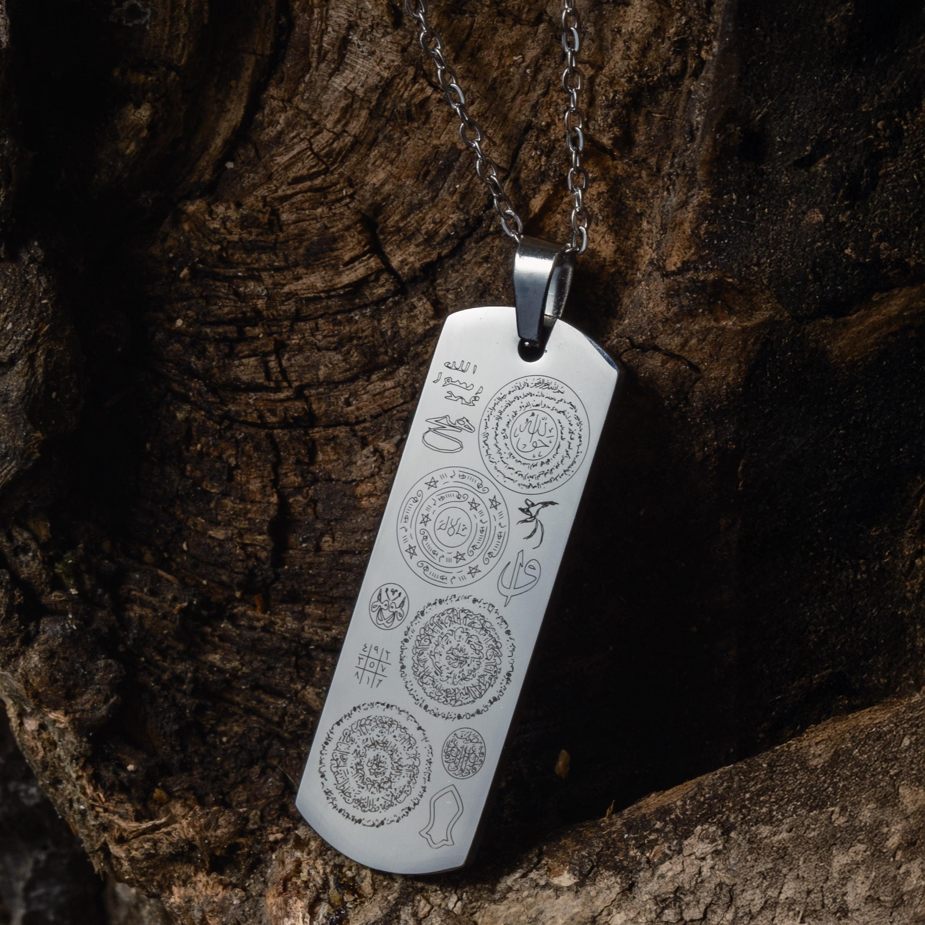 Dualı Gümüş Kaplama Titanyum Dikdörtgen Çelik Kolye