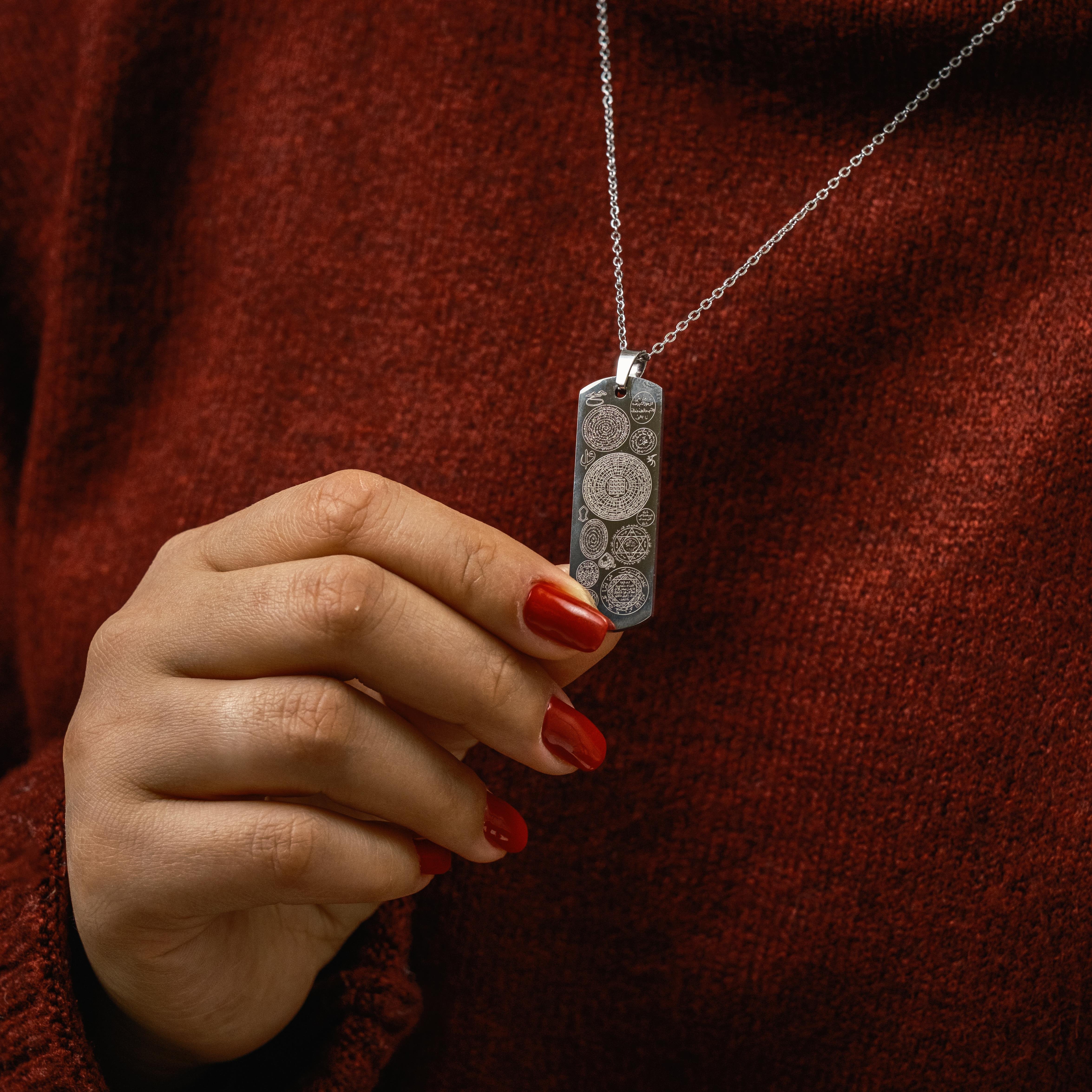 Dualı Gümüş Kaplama Titanyum Dikdörtgen Çelik Kolye