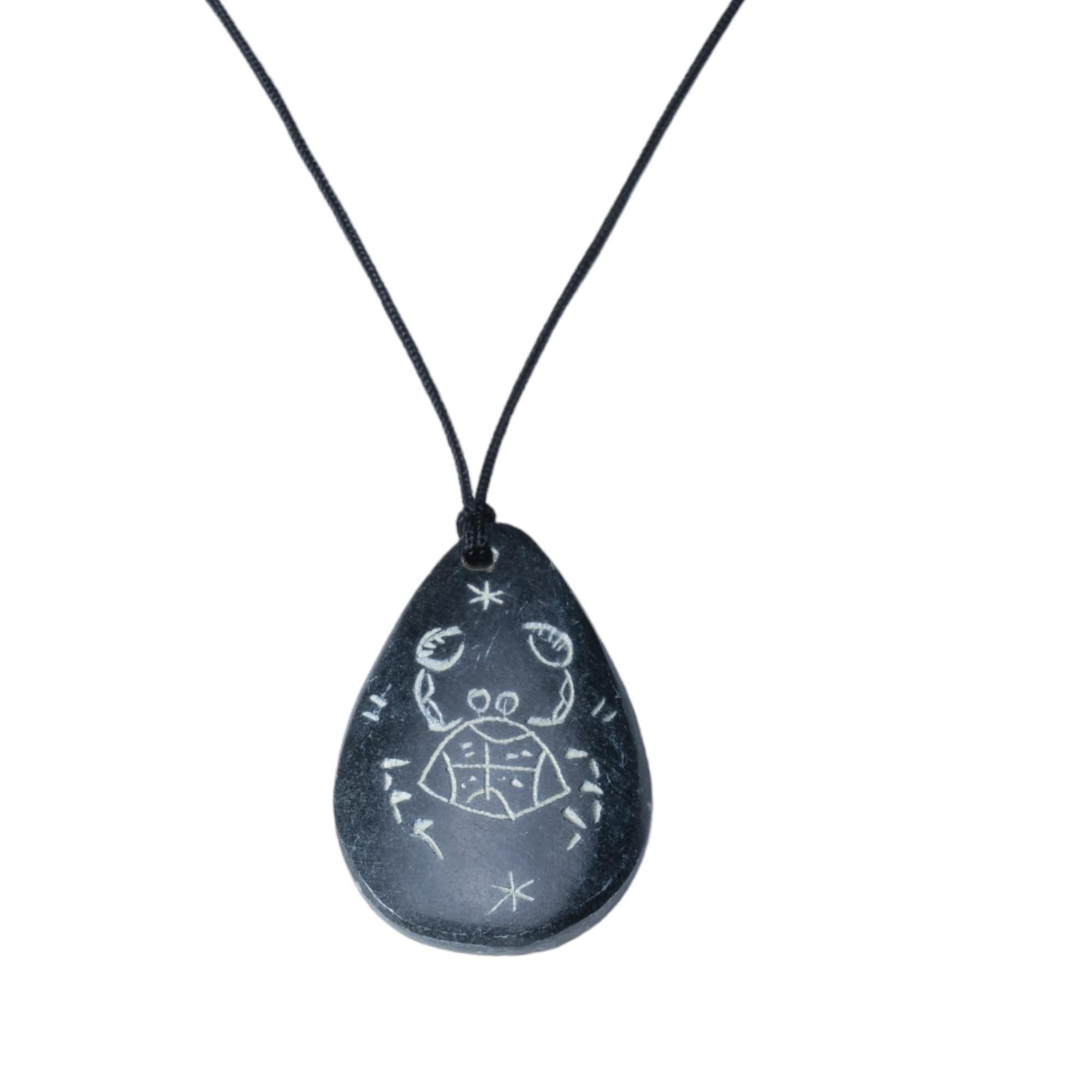 El Yapımı Serpantin Taşlı Yengeç Burcu Kolyesi