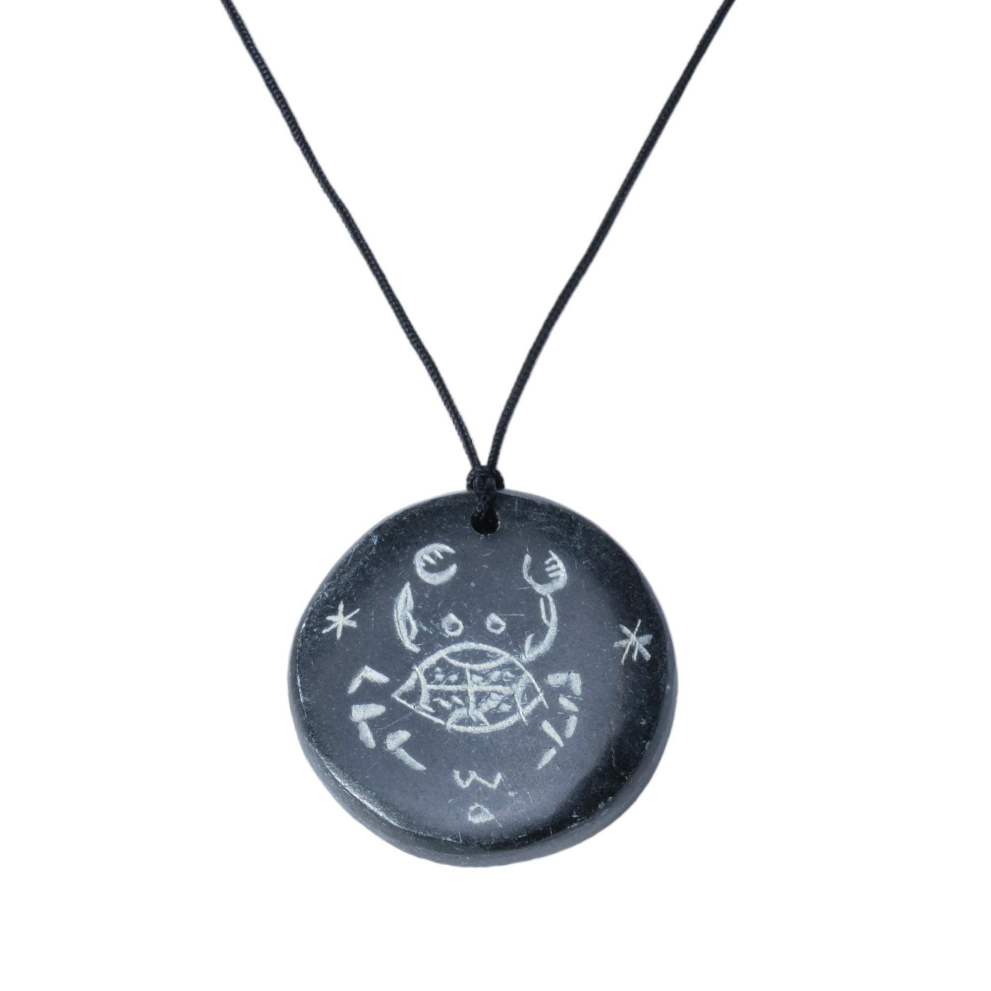 El Yapımı Serpantin Taşlı Yengeç Burcu Kolyesi