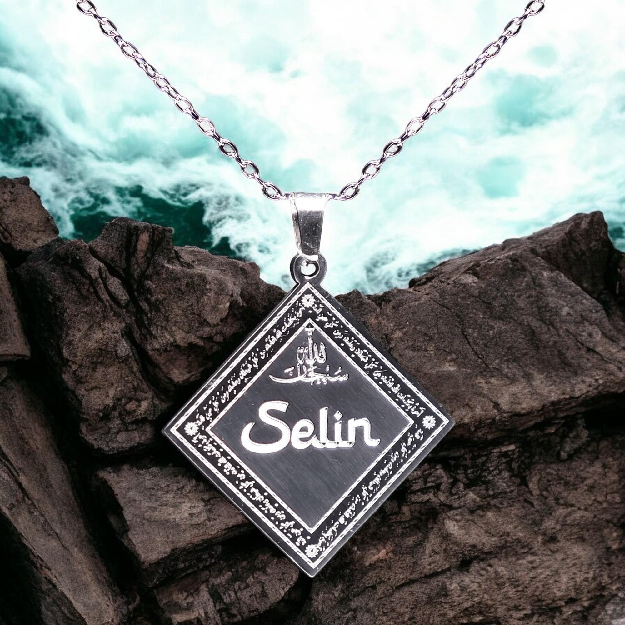 Elmas Dua Yazılı İsimli Çelik Kolye