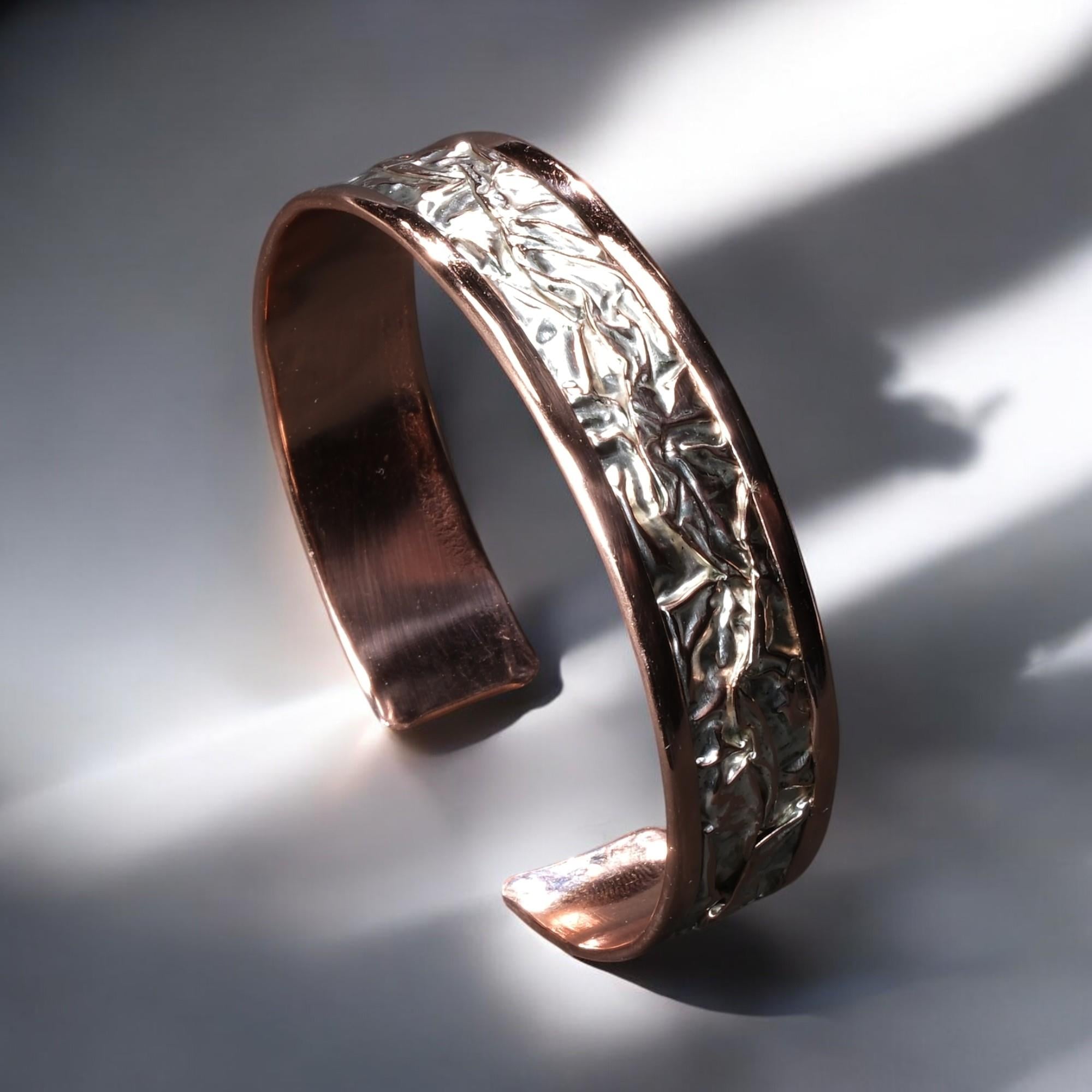 Esinti Desenli Silver Renkli Bakır Bilezik