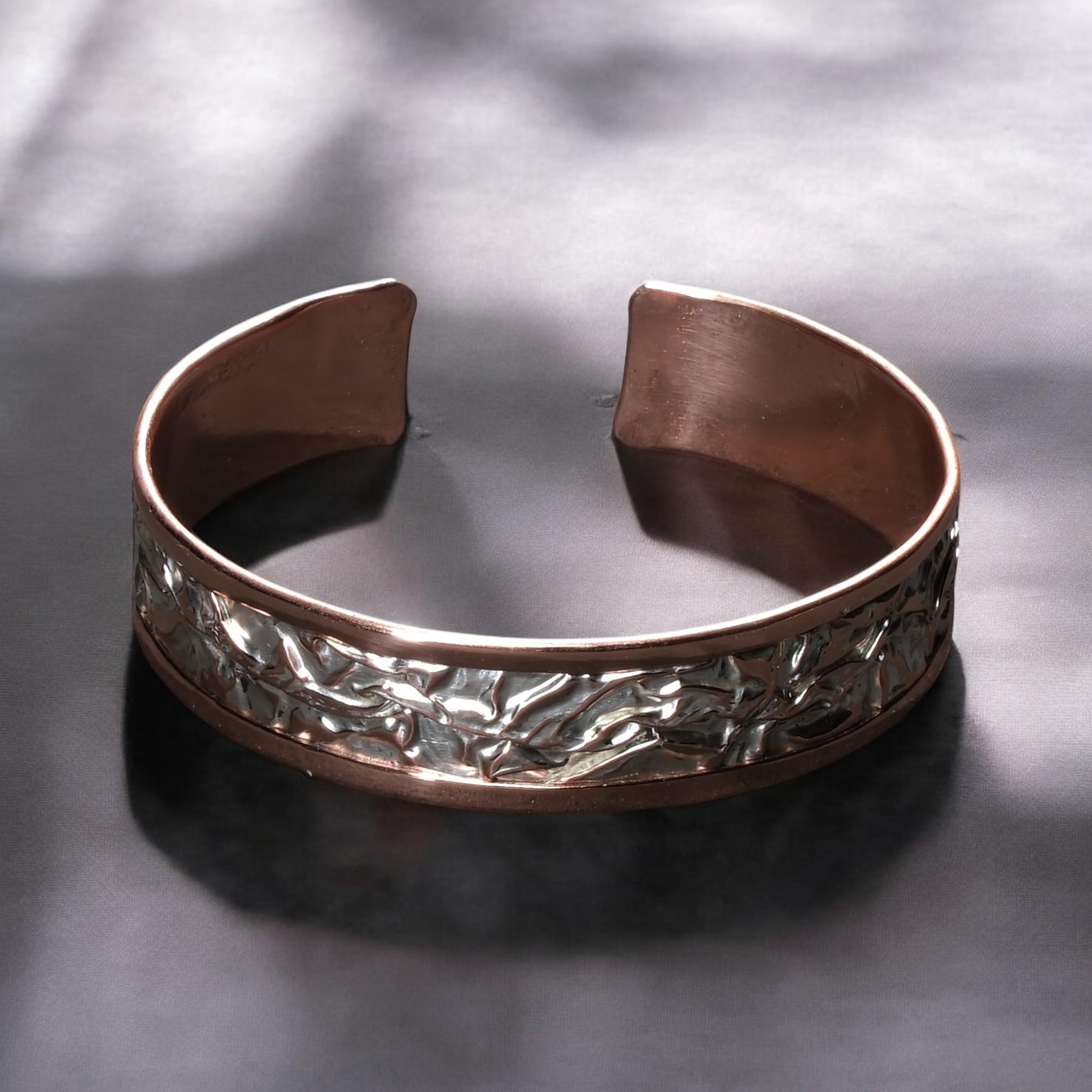 Esinti Desenli Silver Renkli Bakır Bilezik