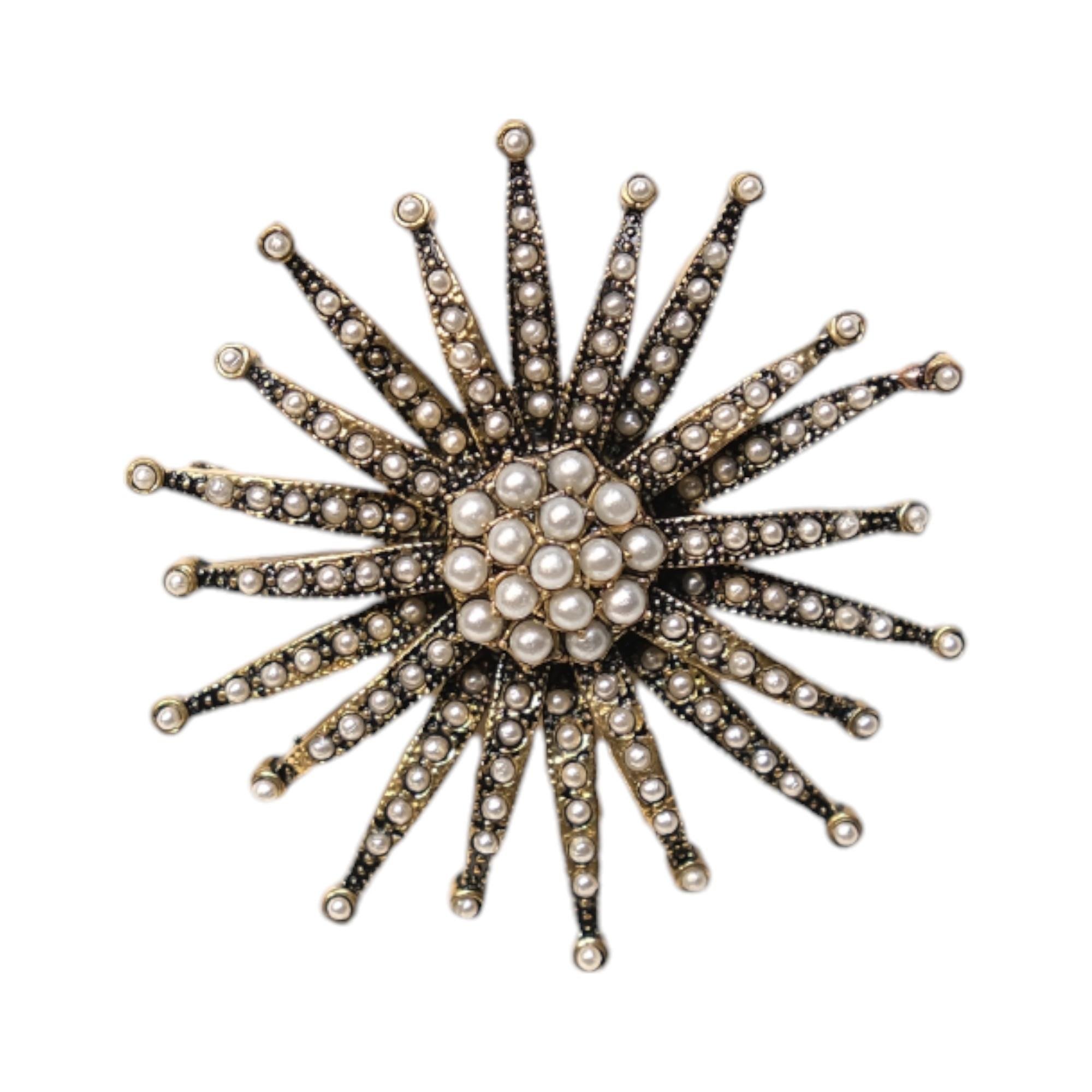 Işıltılı Güneş Bronz Broş