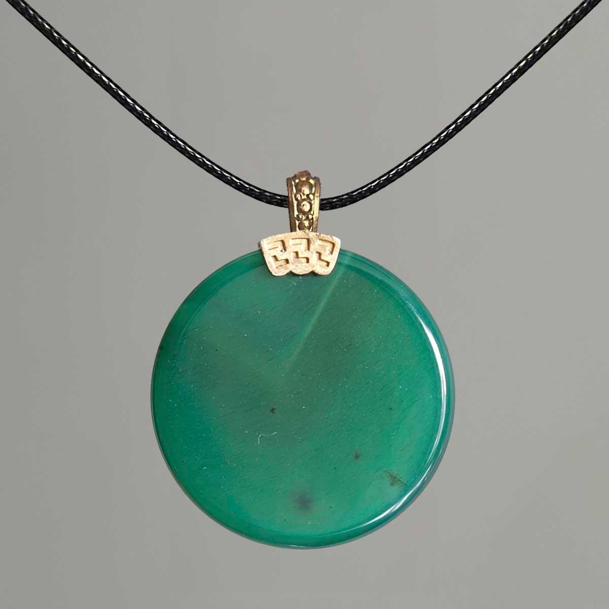 İsmi Azam Yazılı Yeşil Akik Taşı Kolye