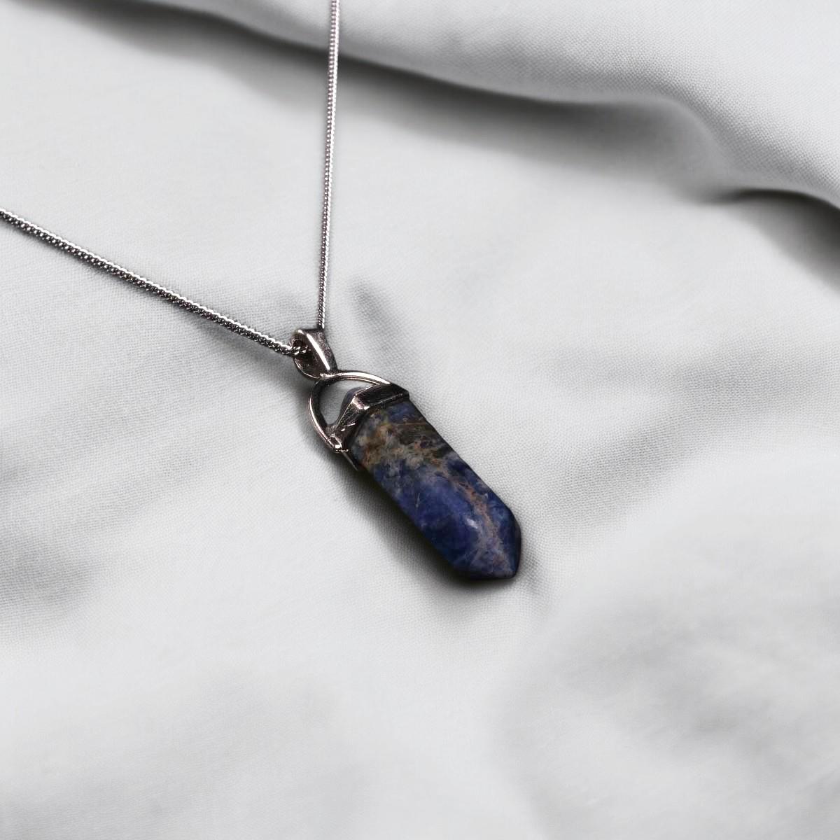 Kalem Kesim Sodalit Taşı Kolye