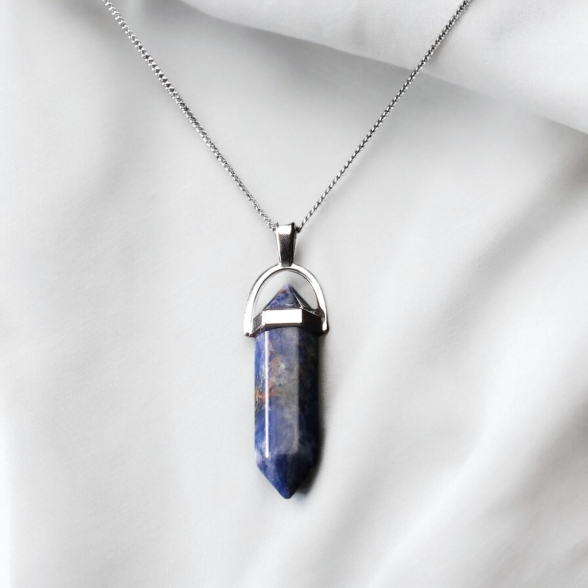 Kalem Kesim Sodalit Taşı Kolye