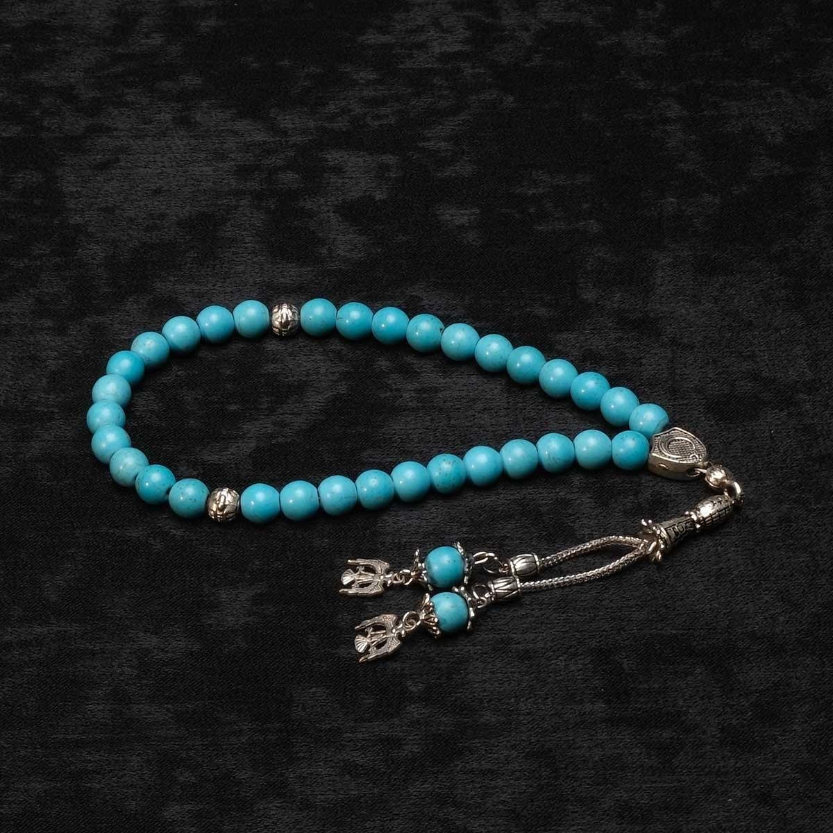 Mavi İğneli Ceyt Taşı Tesbih