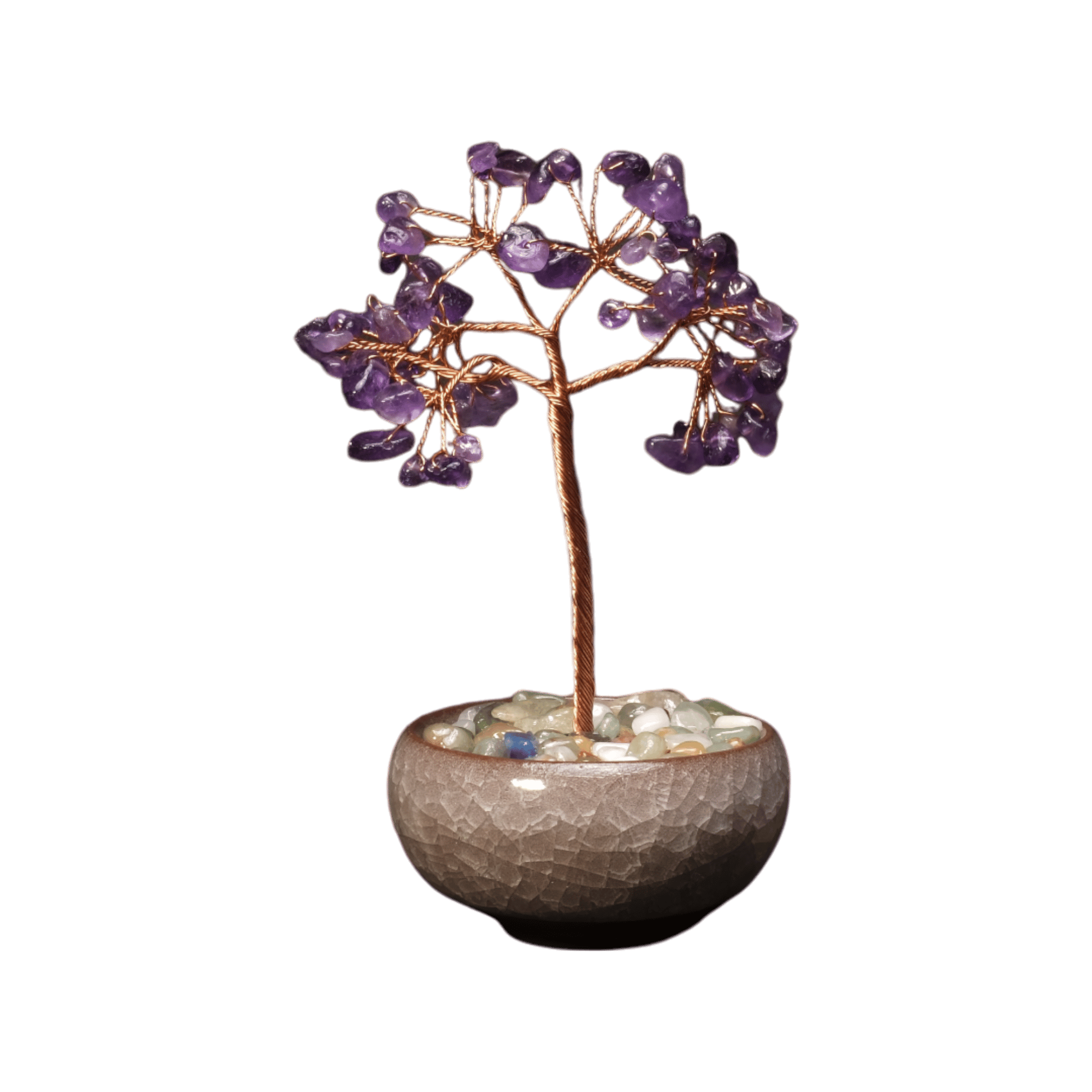 Seramik Kase İçerisinde Ametist Hayat Ağacı
