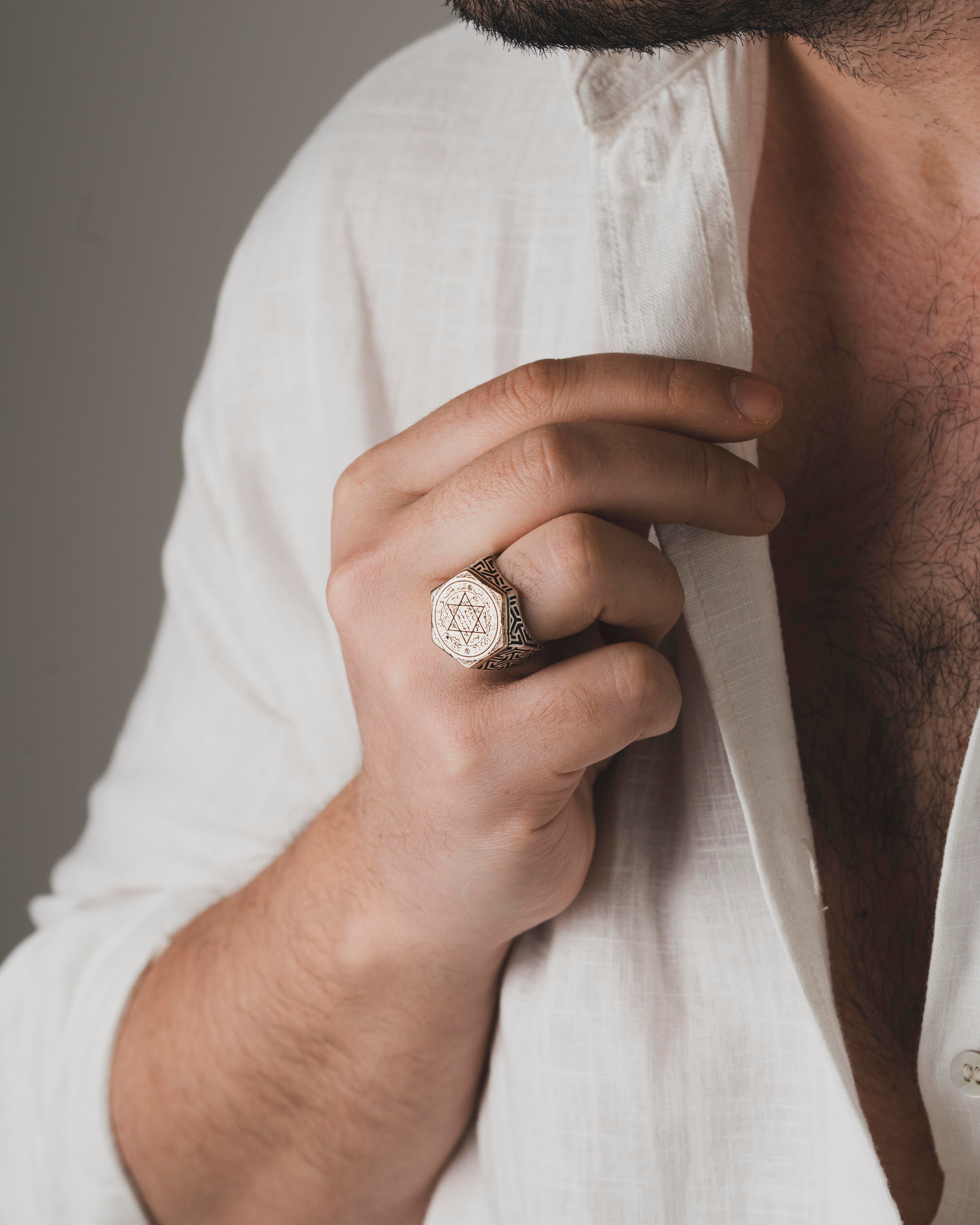 Süleyman'ın Mührü – Altıgen Denge | 925 Ayar Gümüş Yüzük
