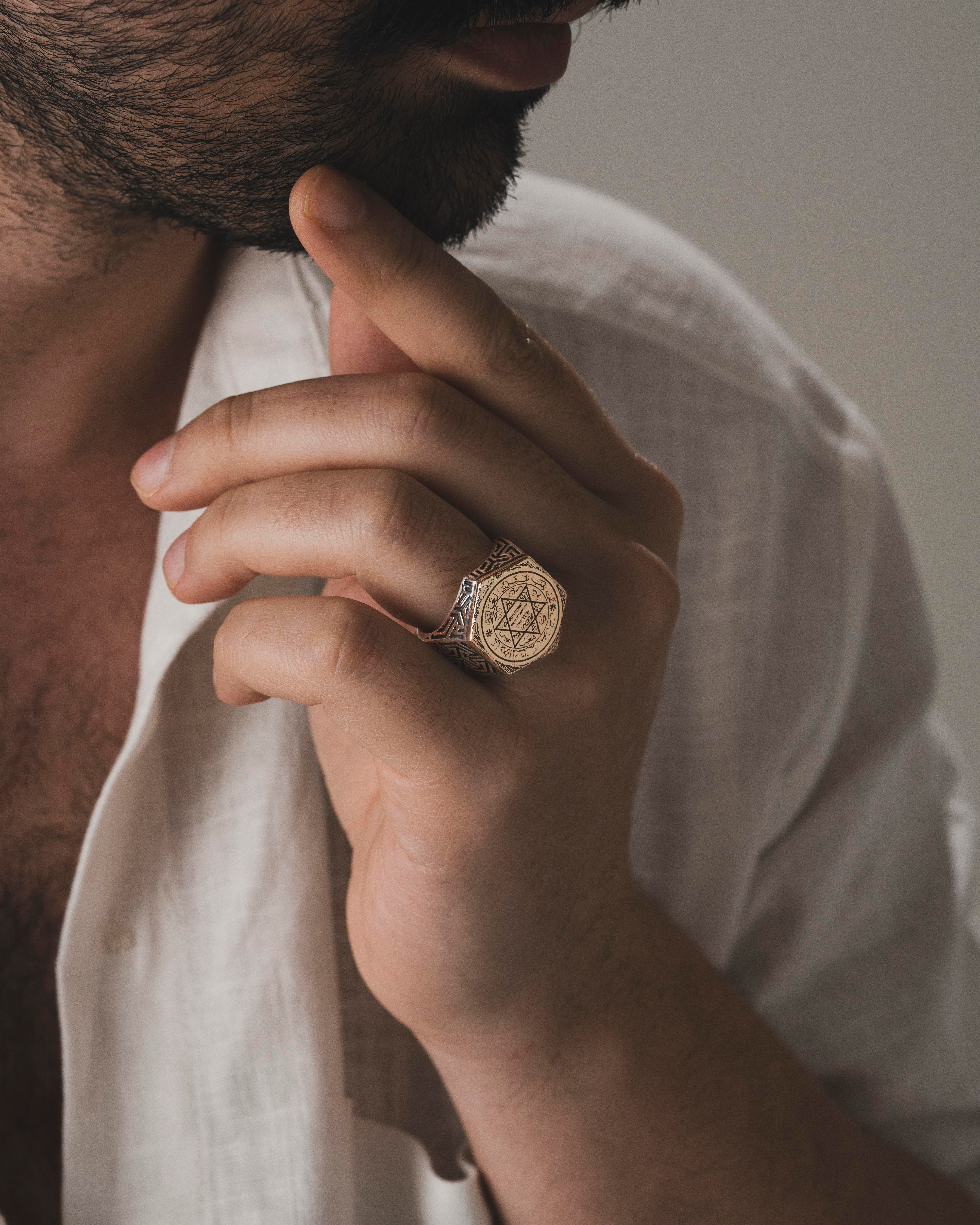 Süleyman'ın Mührü – Altıgen Denge | 925 Ayar Gümüş Yüzük