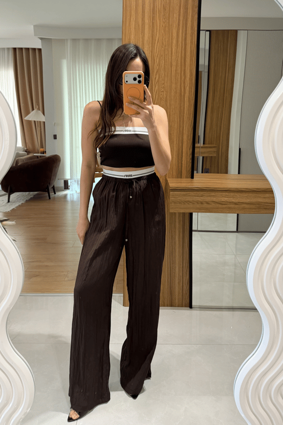 2000's Kahve Beli Lastikli Pantolon