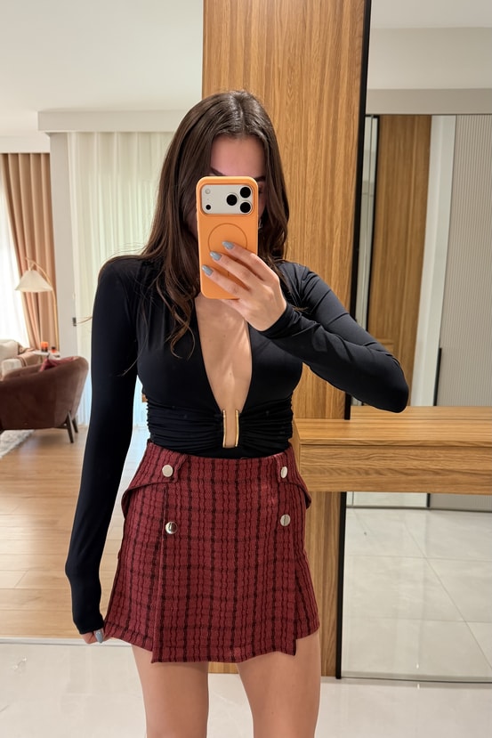 Adeline Siyah Göğüs Dekolteli Bodysuit