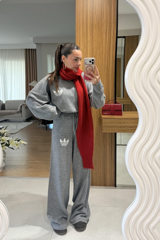 Agatha Antrasit Triko Takım