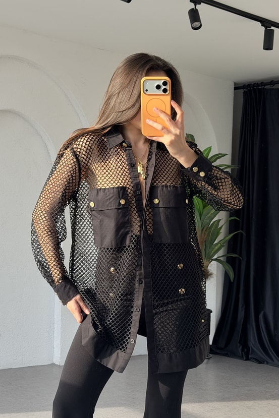 Alone Siyah File Gömlek