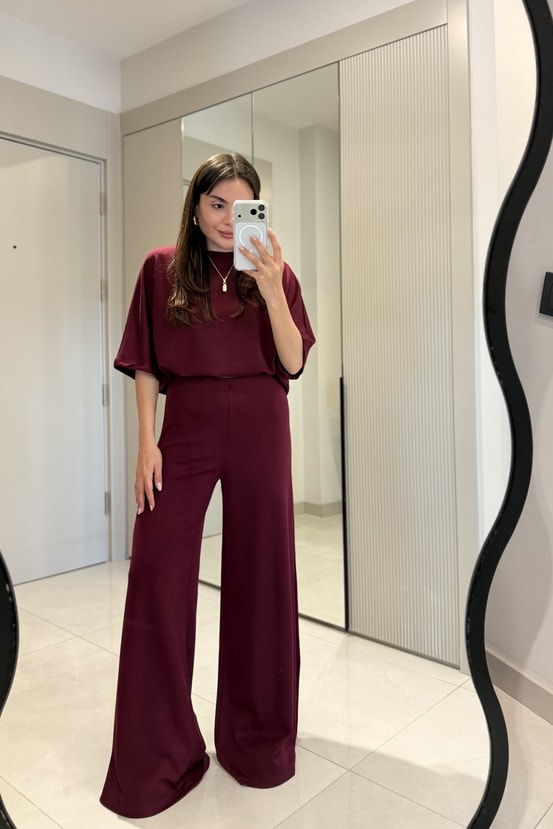 Alore Bordo Modal Eşofman Takım