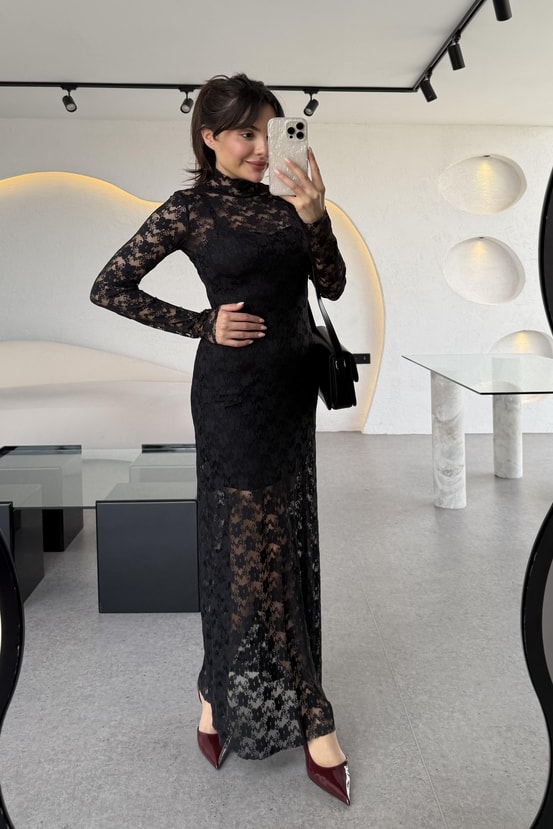 Barbara Astarlı Dantel Elbise 