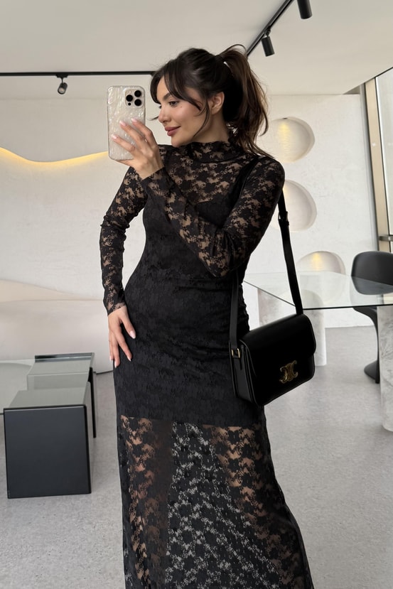 Barbara Astarlı Dantel Elbise 
