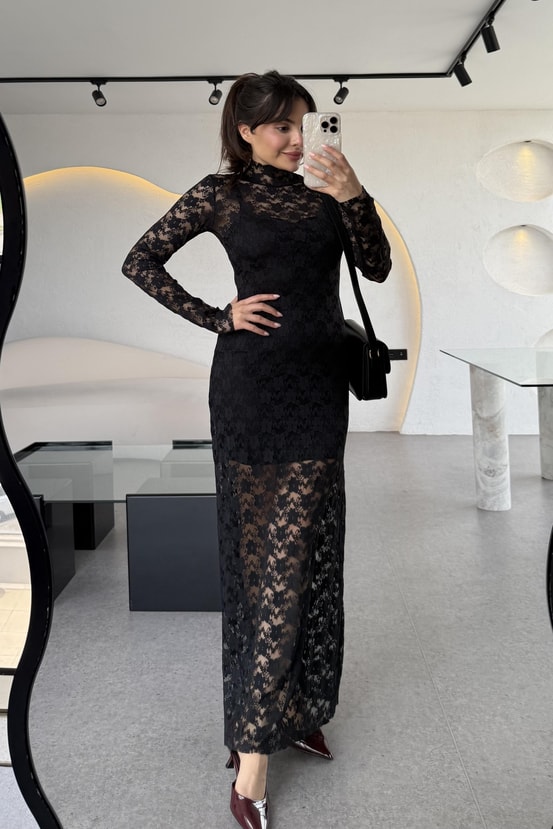 Barbara Astarlı Dantel Elbise 
