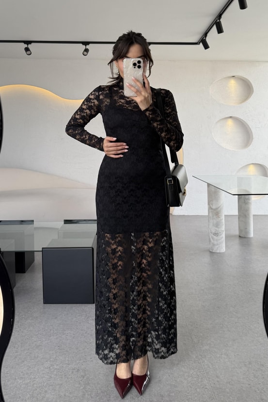 Barbara Astarlı Dantel Elbise 