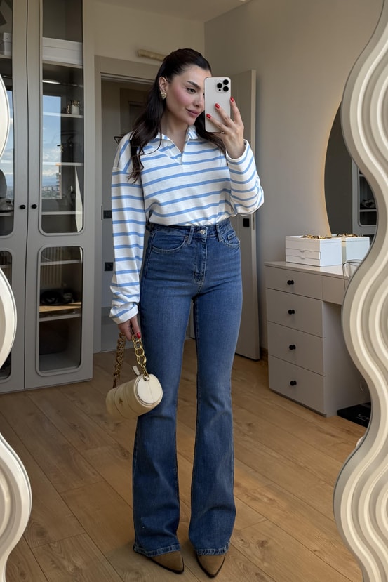 Beans Midblue İspanyol Jean