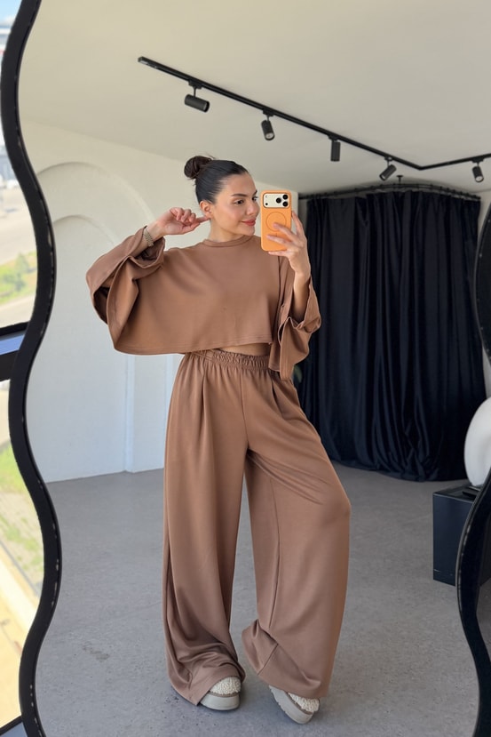Belinda Camel Yarasa Kol Modal Takım