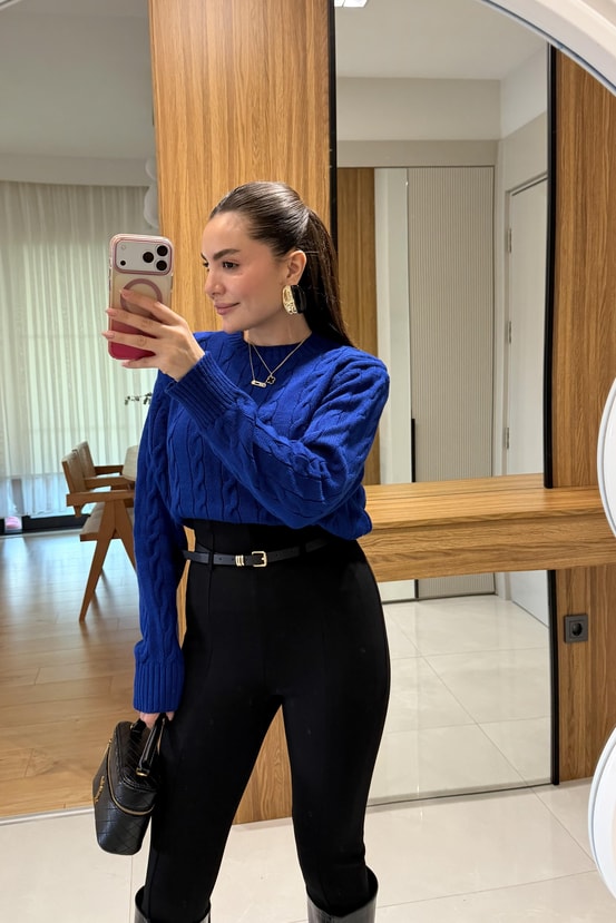 Blade Saks Saç Örgü Kazak