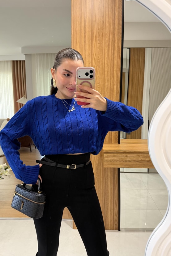 Blade Saks Saç Örgü Kazak