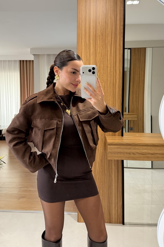 Bois Acı Kahve Vatkalı Süet Ceket